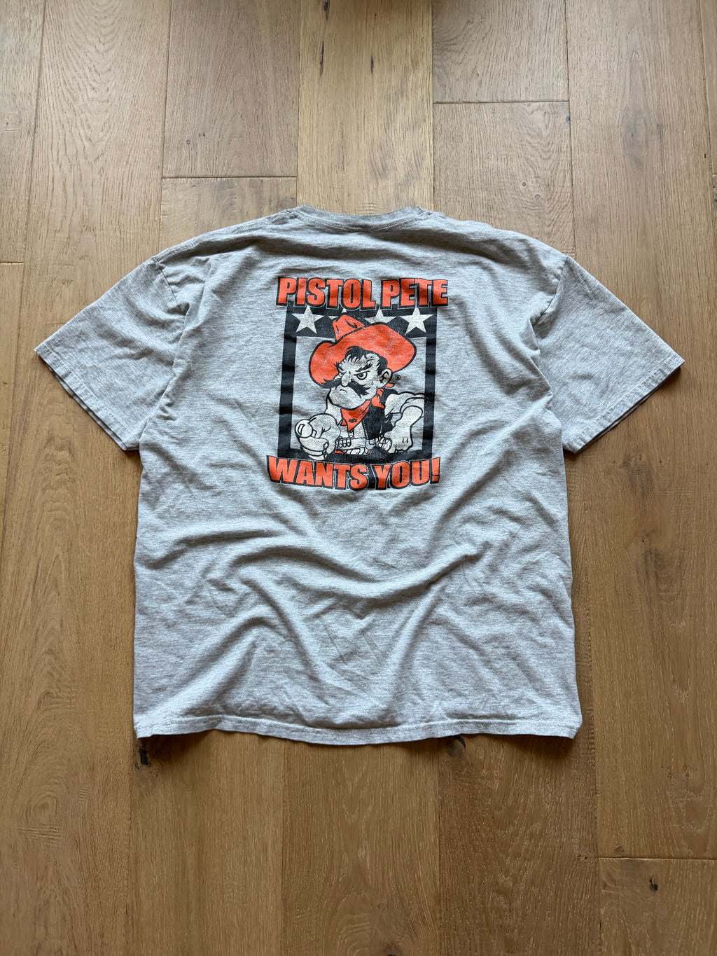 Grey 00s OSU Fan Pistol Pete Wants You T-Shirt XL