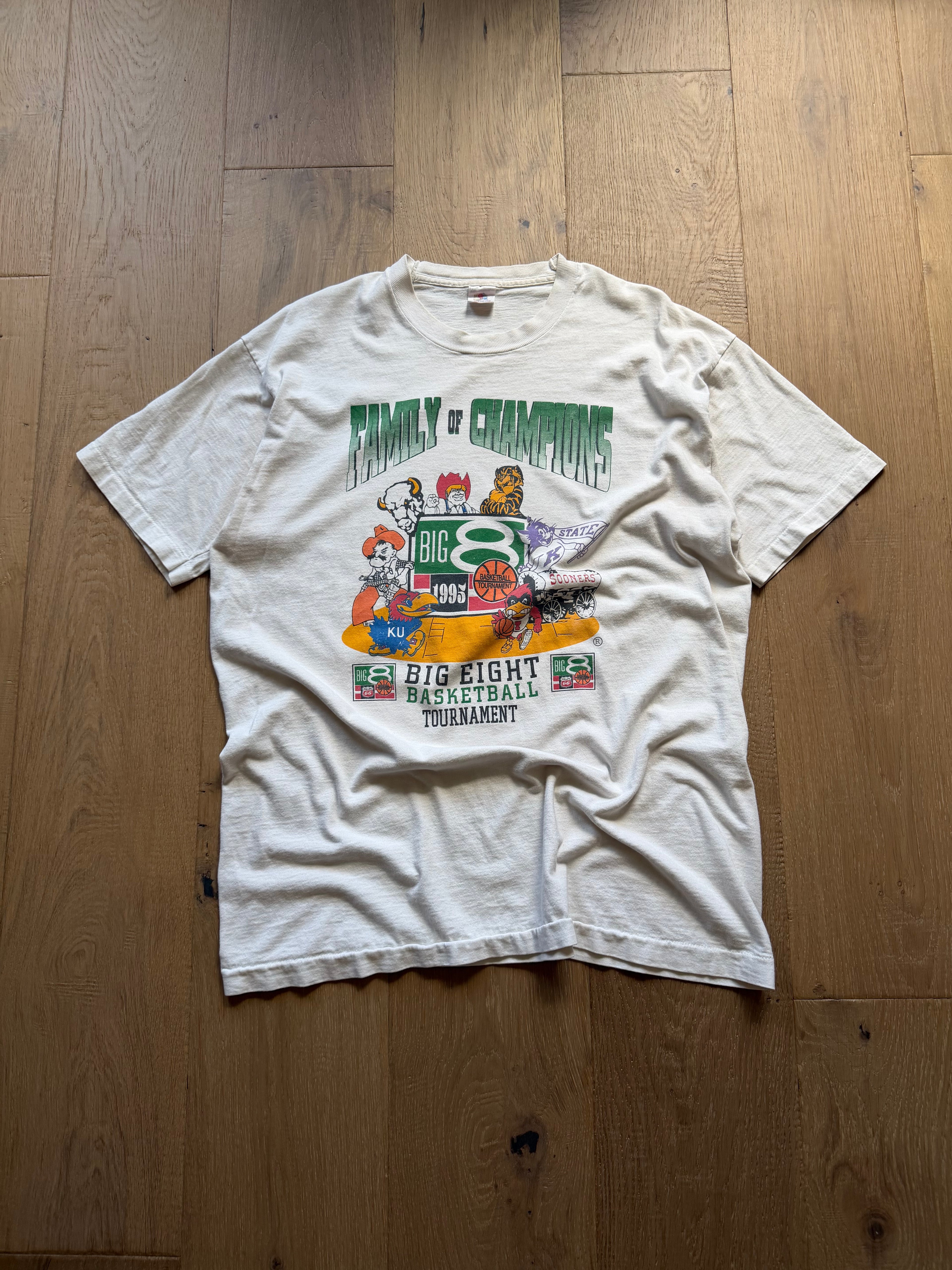 White 1995 Big 8 Basketball Tournament Mascots T-Shirt XL