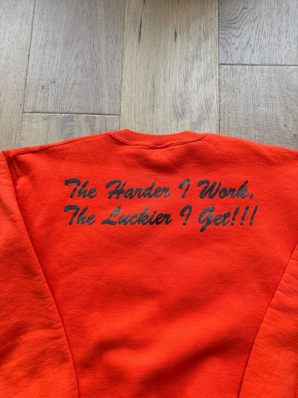 Orange 90s Russell Athletic OSU OState Track and Field Hard Work Crewneck Sweatshirt Large