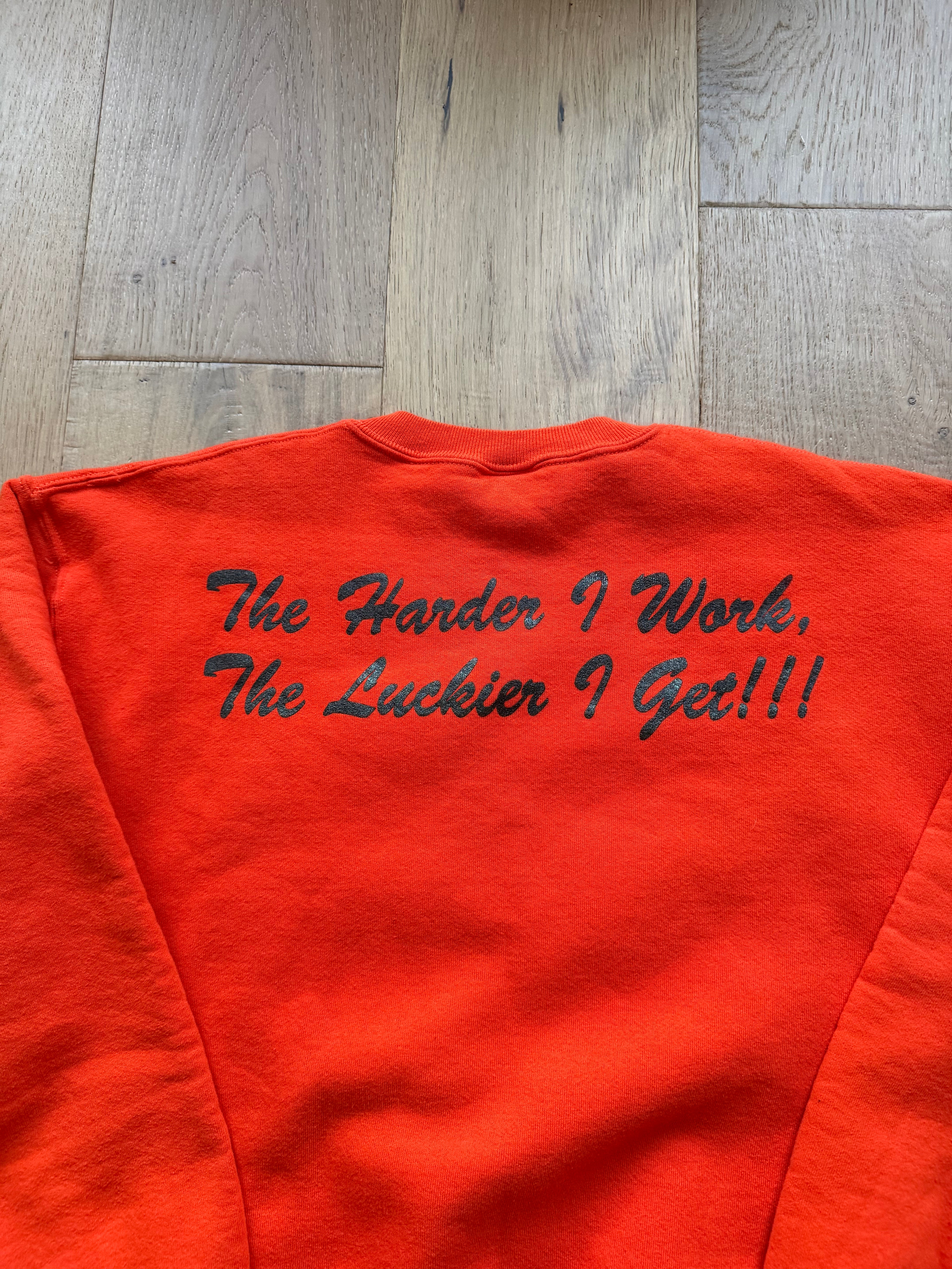 Orange 90s Russell Athletic OSU OState Track and Field Hard Work Crewneck Sweatshirt Large