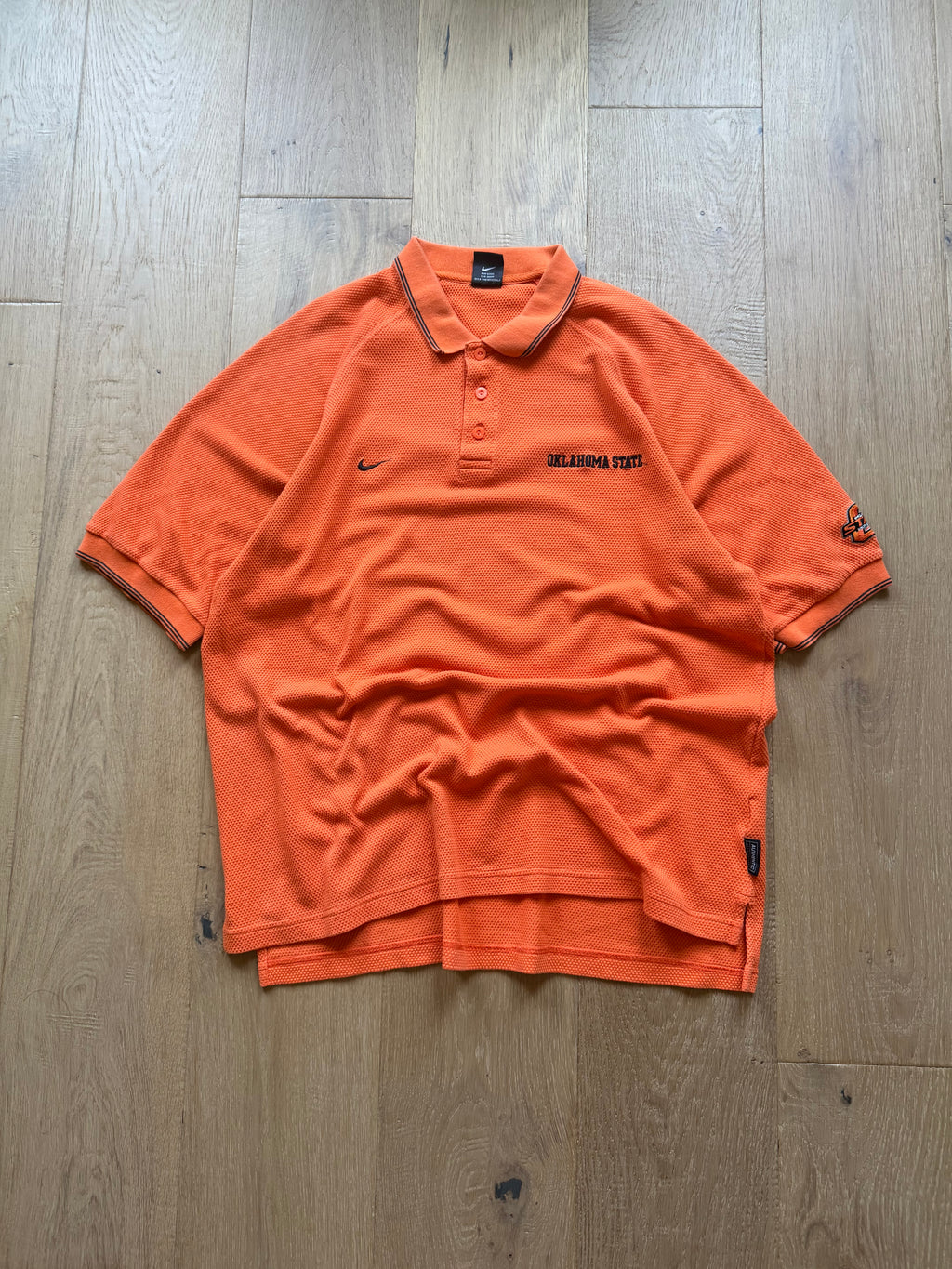 Orange 00s Nike OSU Textured Polo Shirt XL