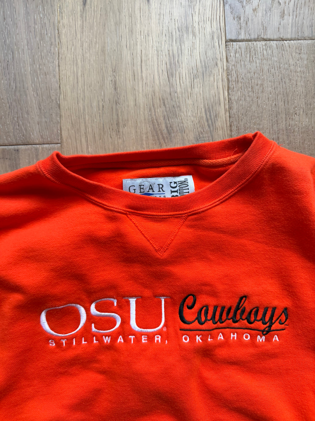 Orange 00s Gear OSU Stillwater Embroidered Crewneck Sweatshirt Large