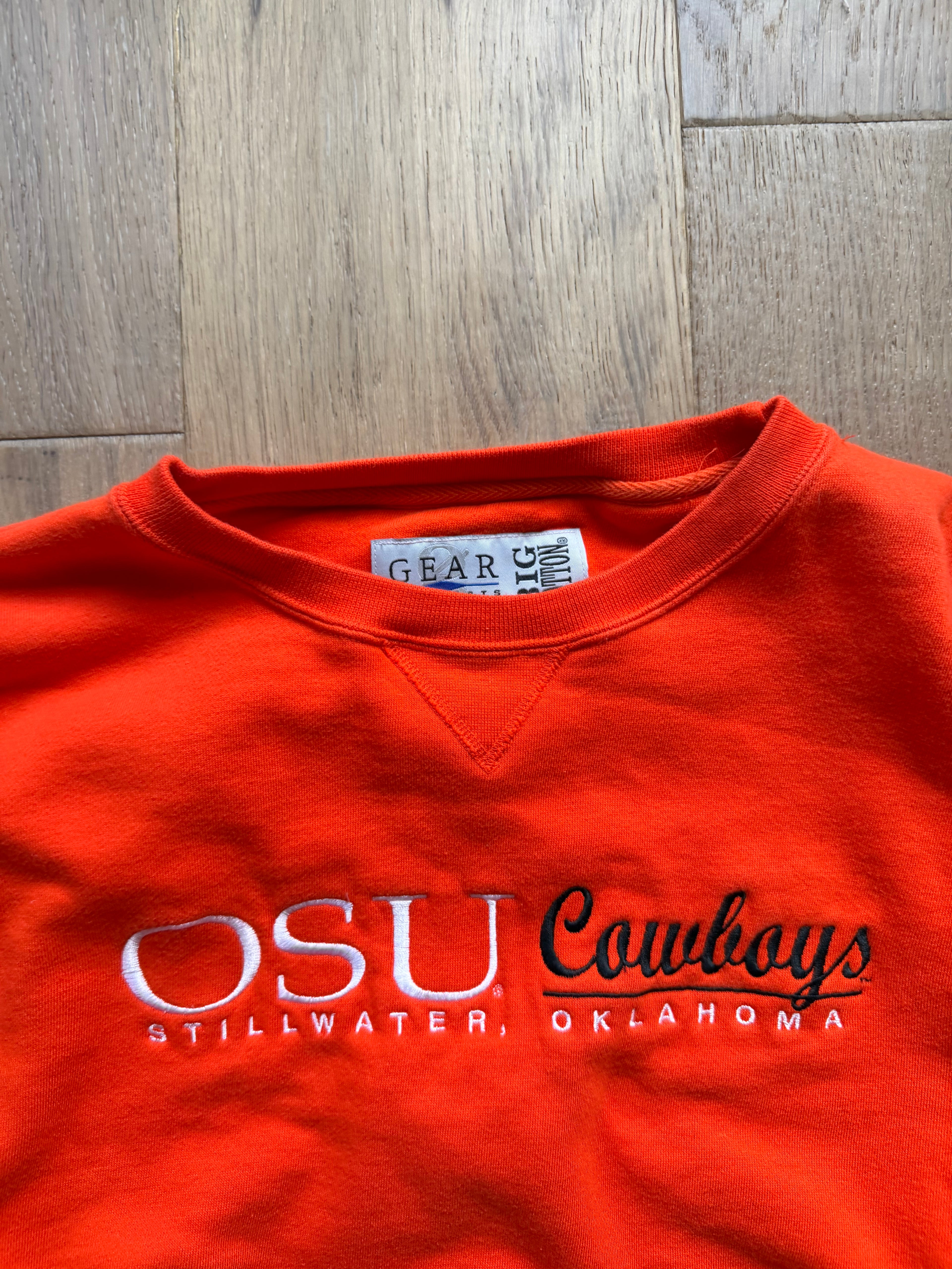 Orange 00s Gear OSU Stillwater Embroidered Crewneck Sweatshirt Large