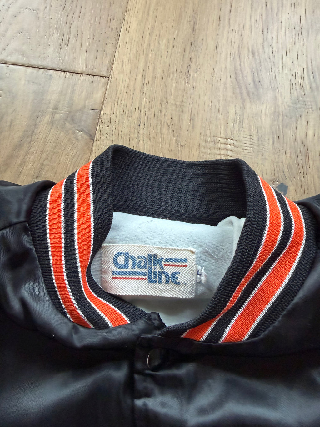 Black 90s Chalk Line OSU Printed Back Satin Jacket Medium