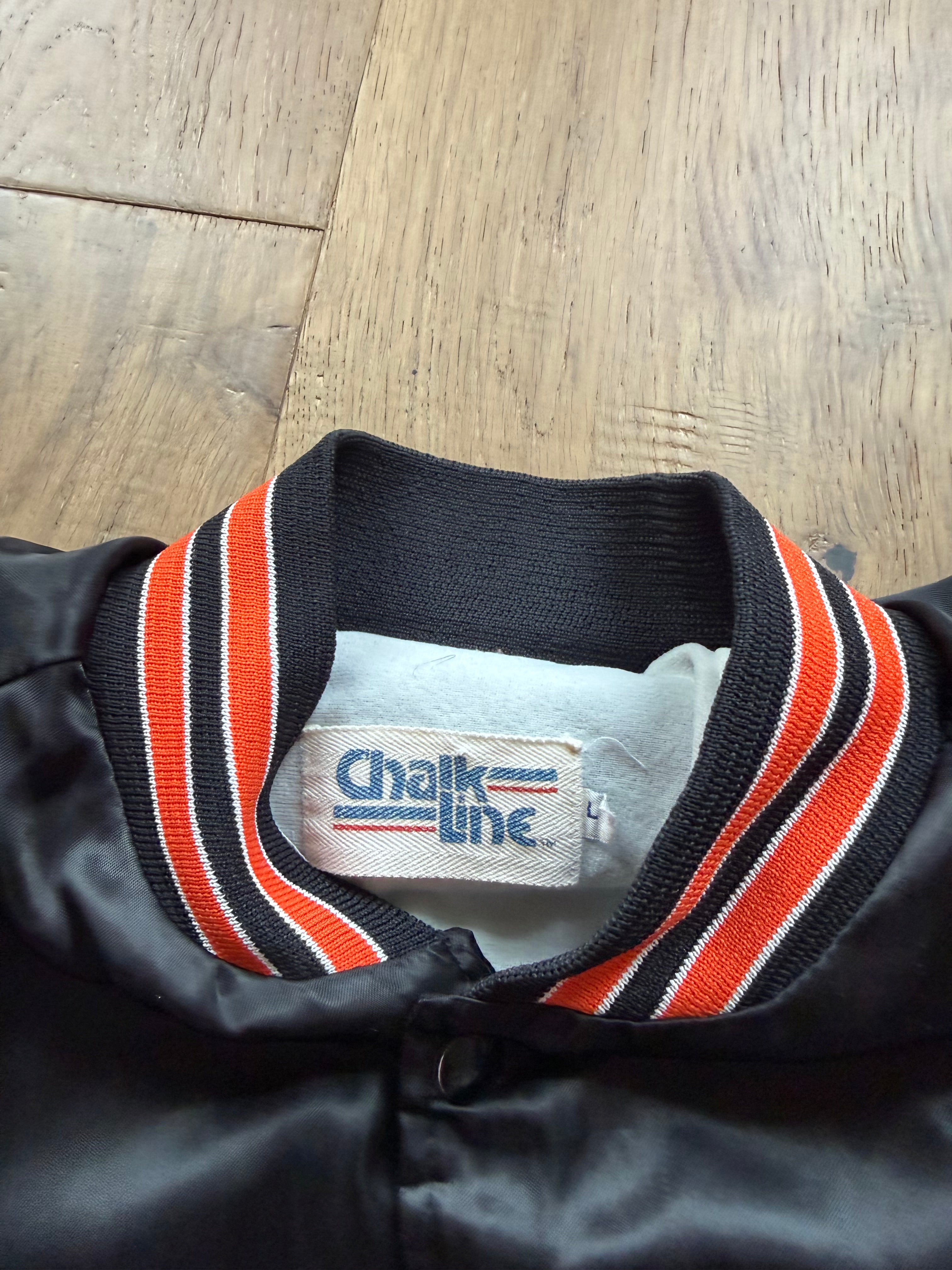 Black 90s Chalk Line OSU Printed Back Satin Jacket Medium