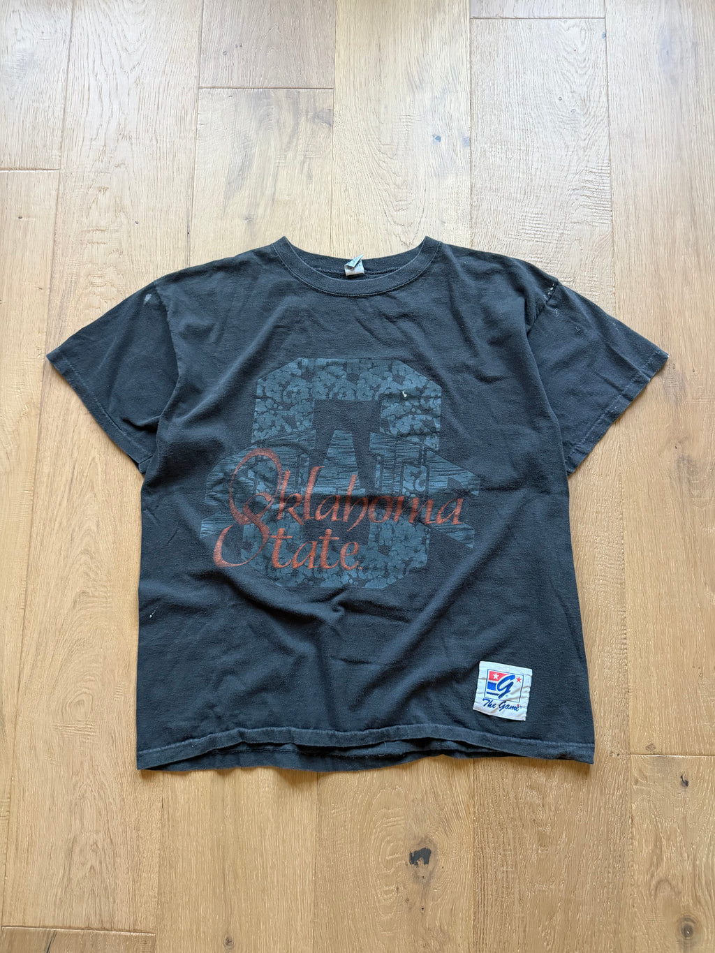 Black 90s The Game OSU OState Shadow T-Shirt Boxy Large