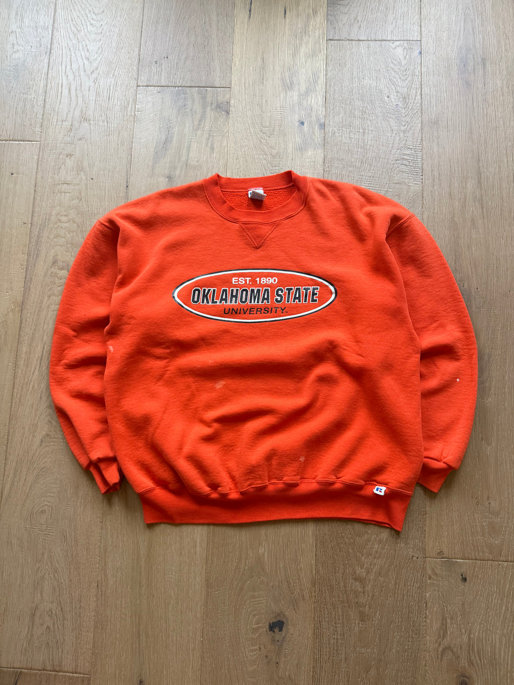 Orange 90s Russell Athletic OSU Est. 1890 Oval Crewneck Sweatshirt XL
