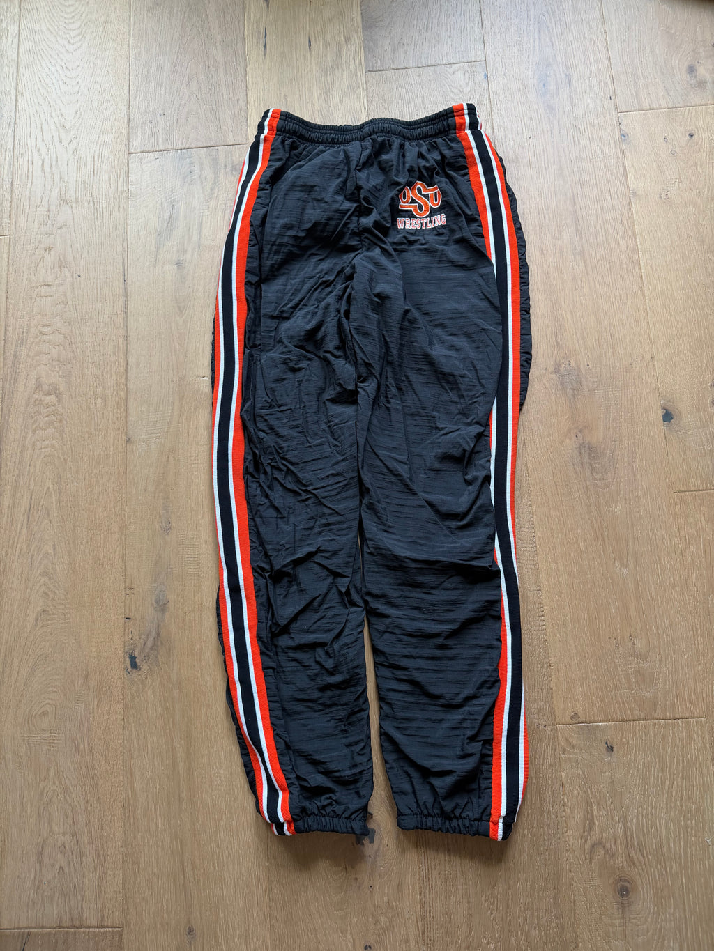 Black 00s Oklahoma State Wrestling Cliff Keen Striped Team Issued Trackpants XL