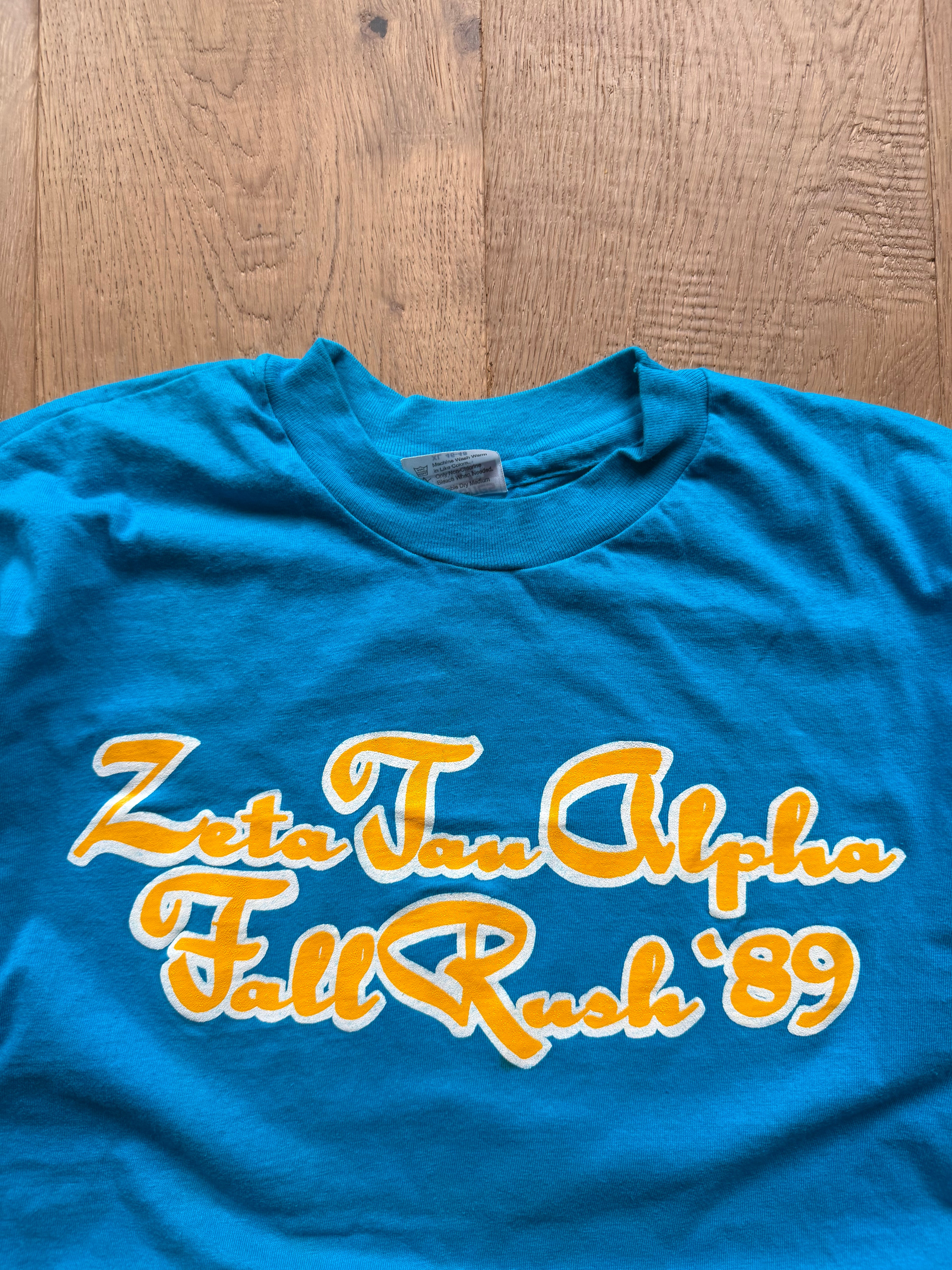 Blue 1989 Oklahoma State Zeta Fall Rush T-Shirt Large