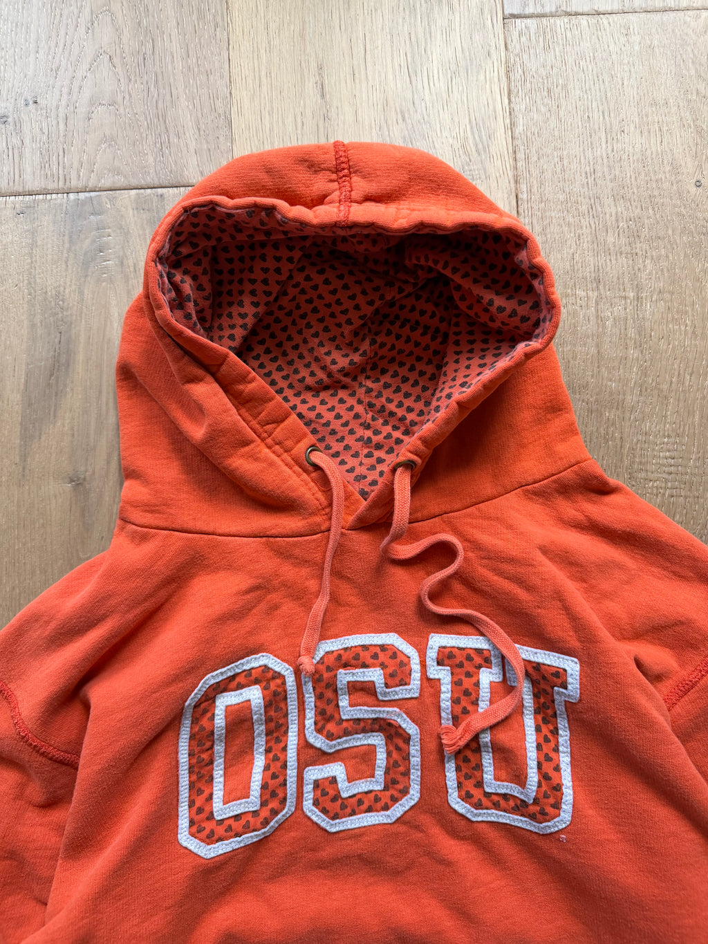Orange OSU Mini Heart Hoodie Medium