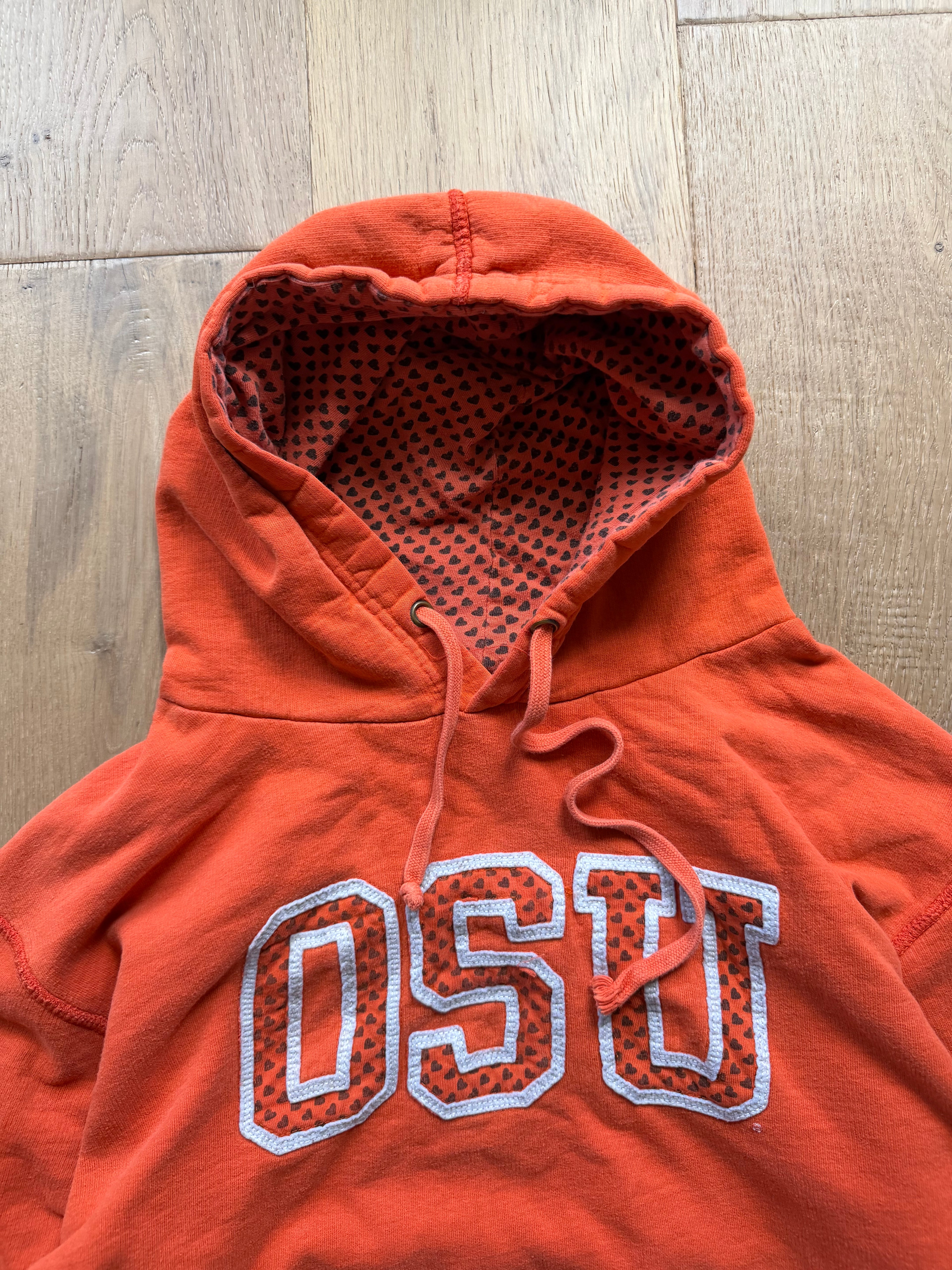 Orange OSU Mini Heart Hoodie Medium
