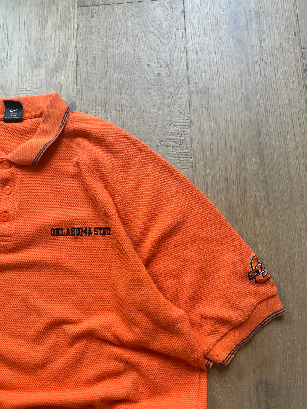 Orange 00s Nike OSU Textured Polo Shirt XL