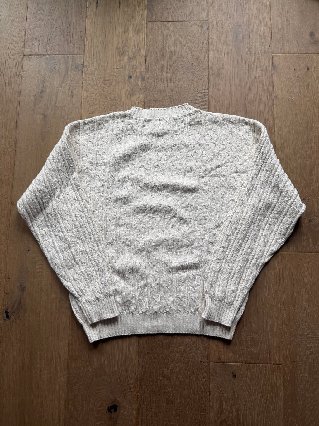 White 90s Nutmeg OSU Embroidered Cable Knit Sweater Large