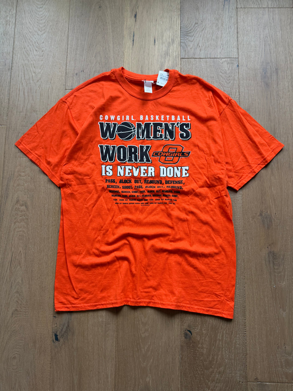 Orange 00s OSU Cowgirl Basketball Women’s Work T-Shirt XL NWT