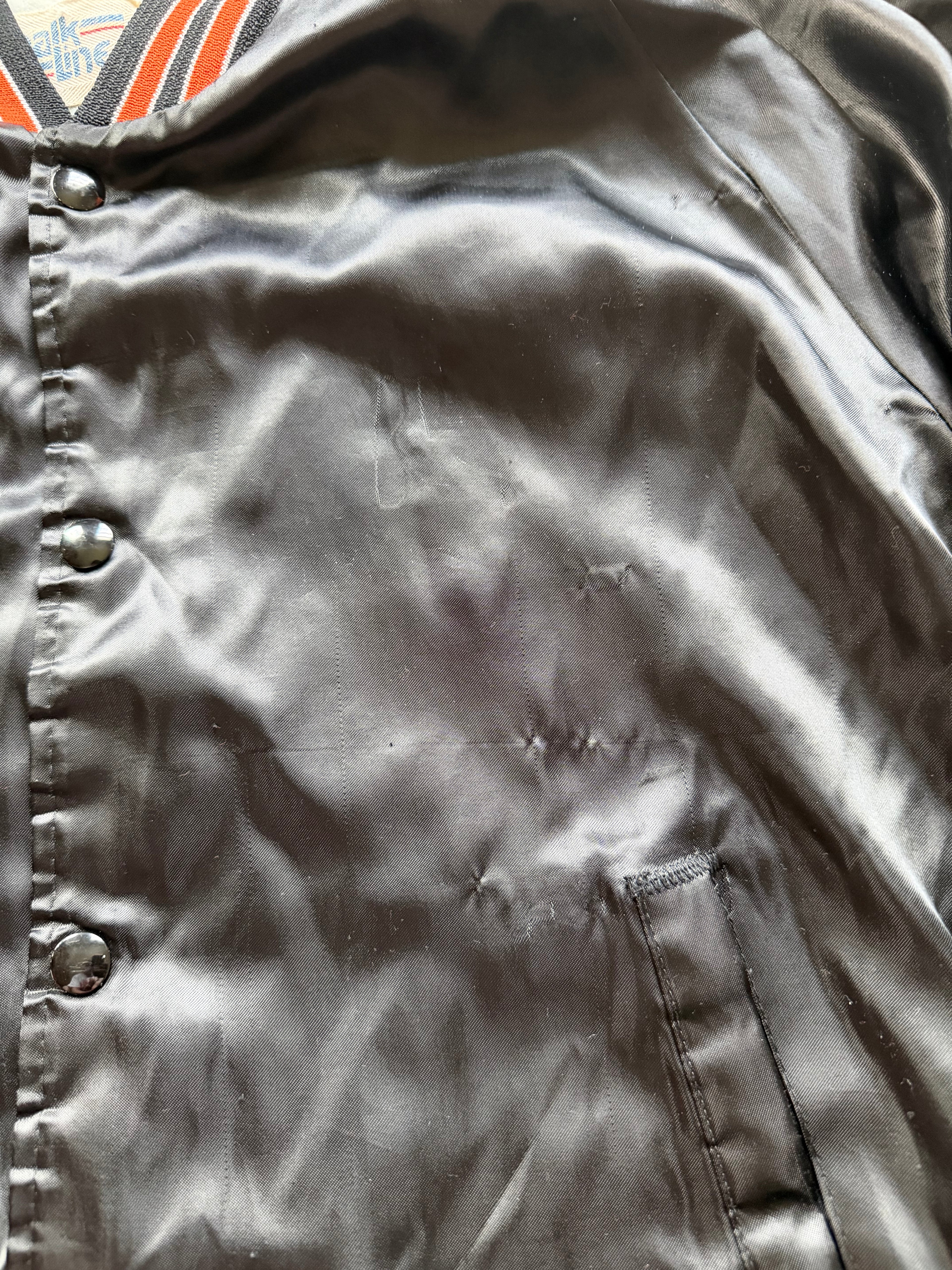 Black 90s Chalk Line OSU Printed Back Satin Jacket Medium