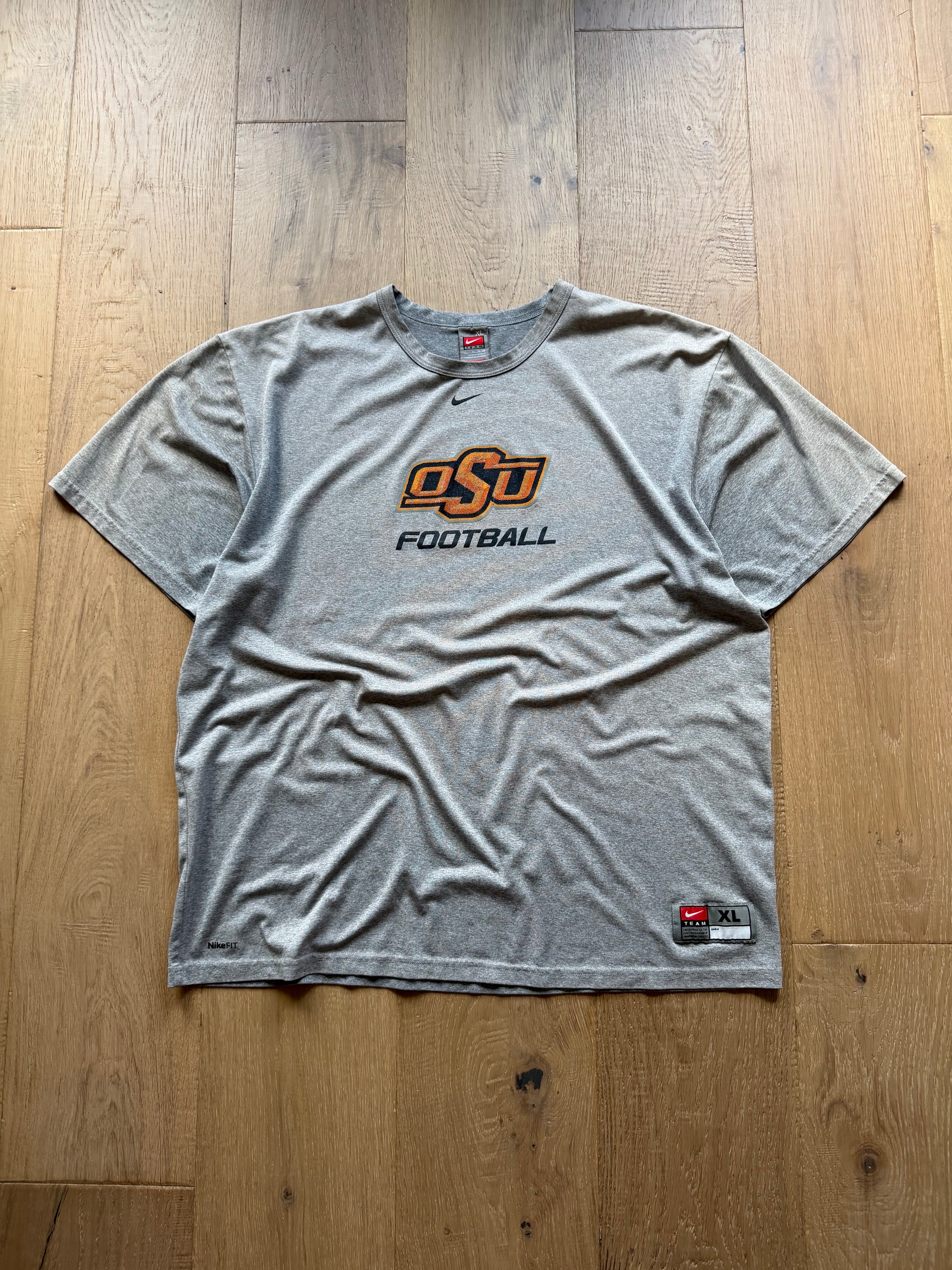 Grey 00s Nike DriFit OSU Football T-Shirt XL