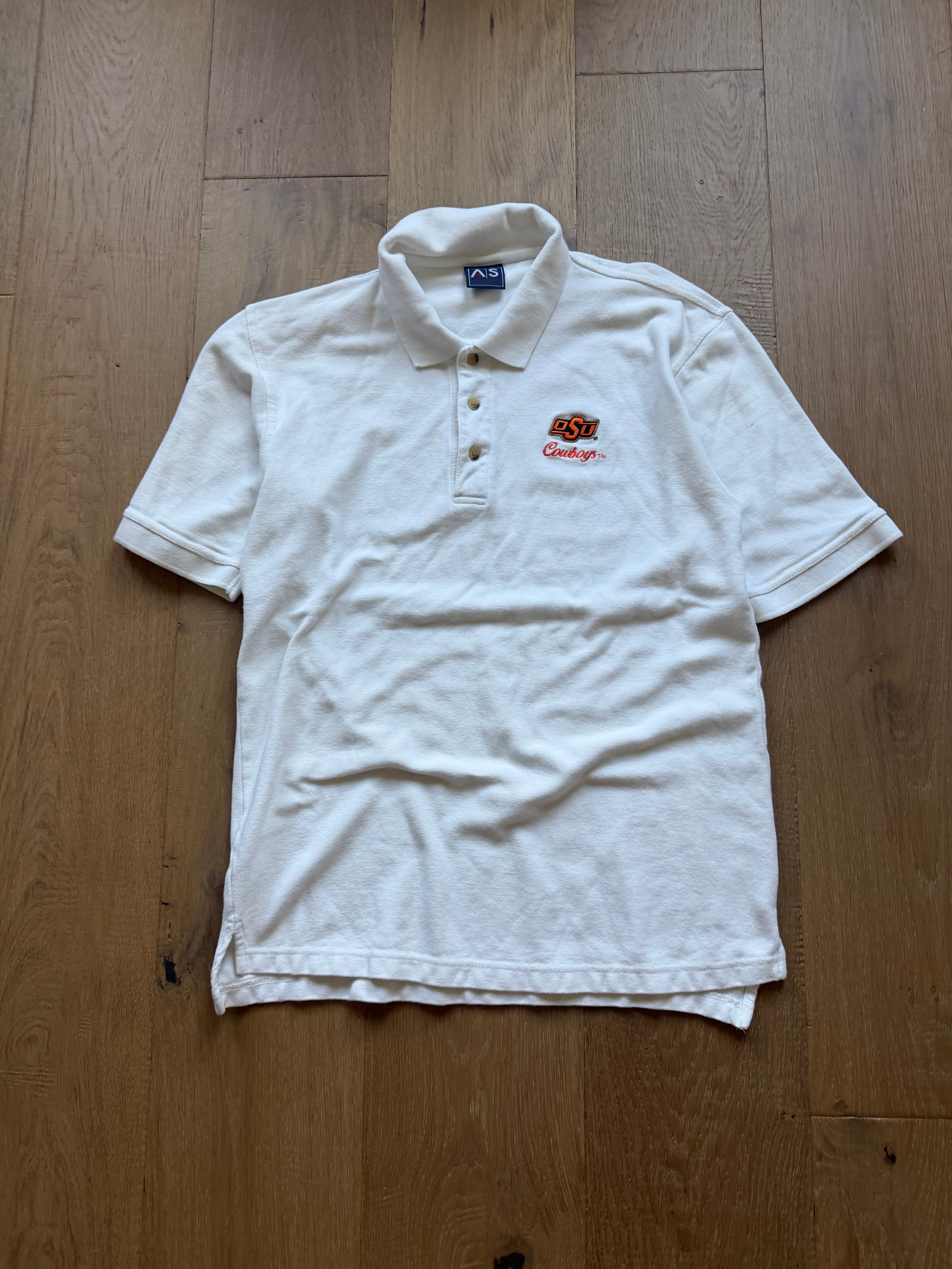 White 00s AS OSU Embroidered Polo Shirt Medium