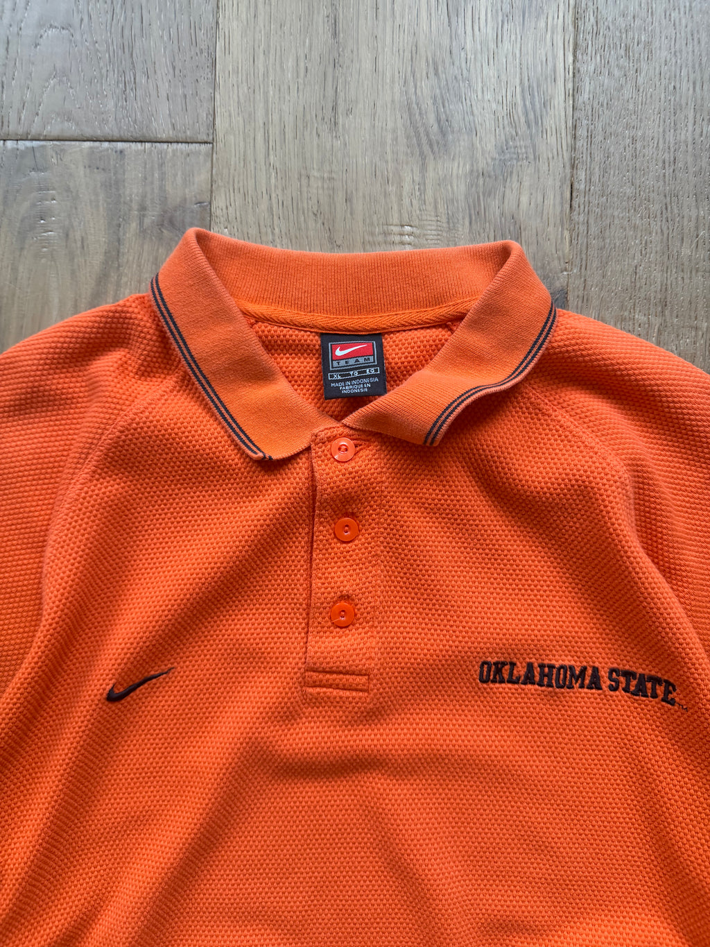 Orange 00s Nike OSU Textured Polo Shirt XL