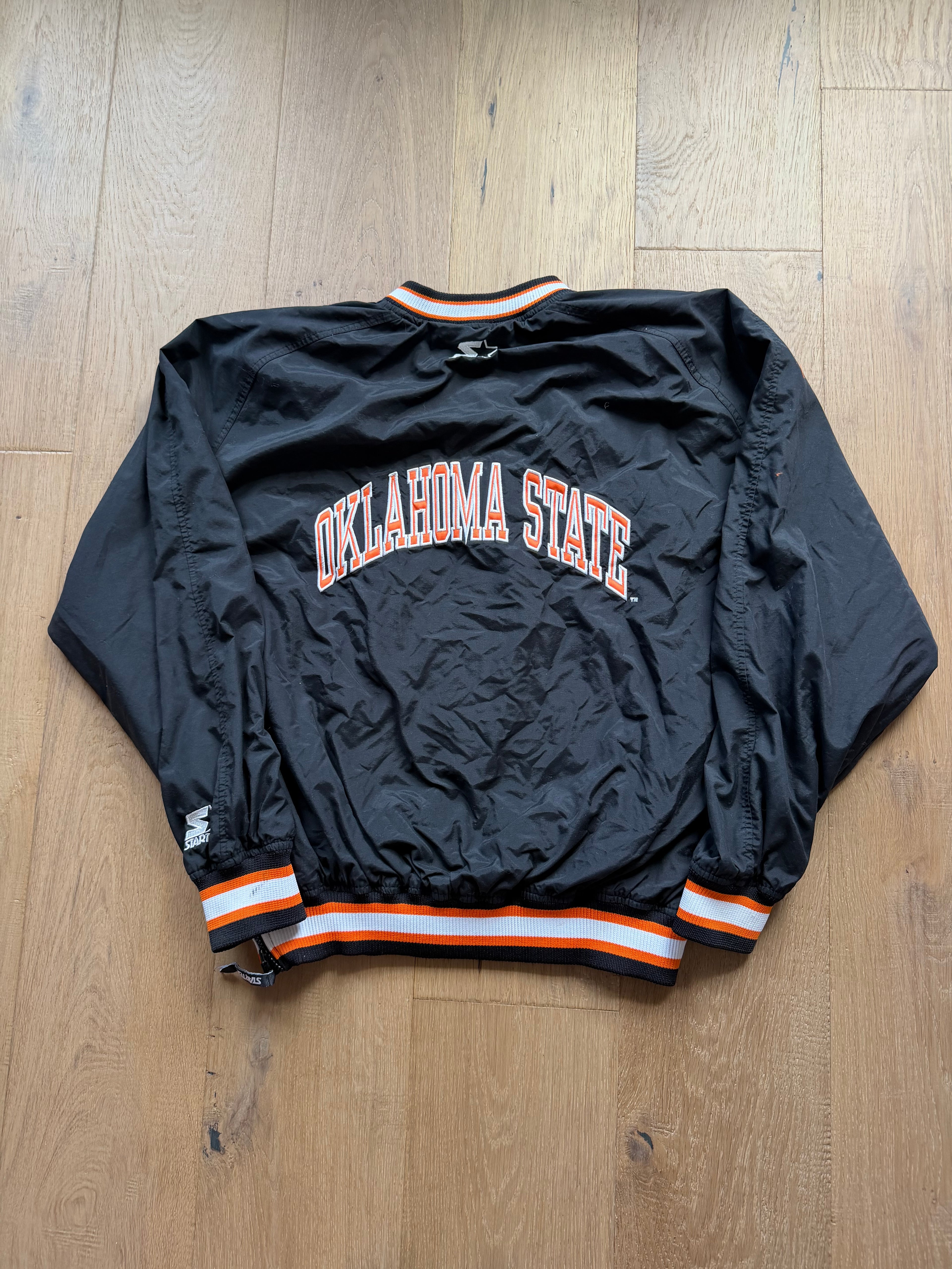 Black 00s Starter OSU Simple “Oklahoma State” Back Quarter Snap Windbreaker Jacket XXL