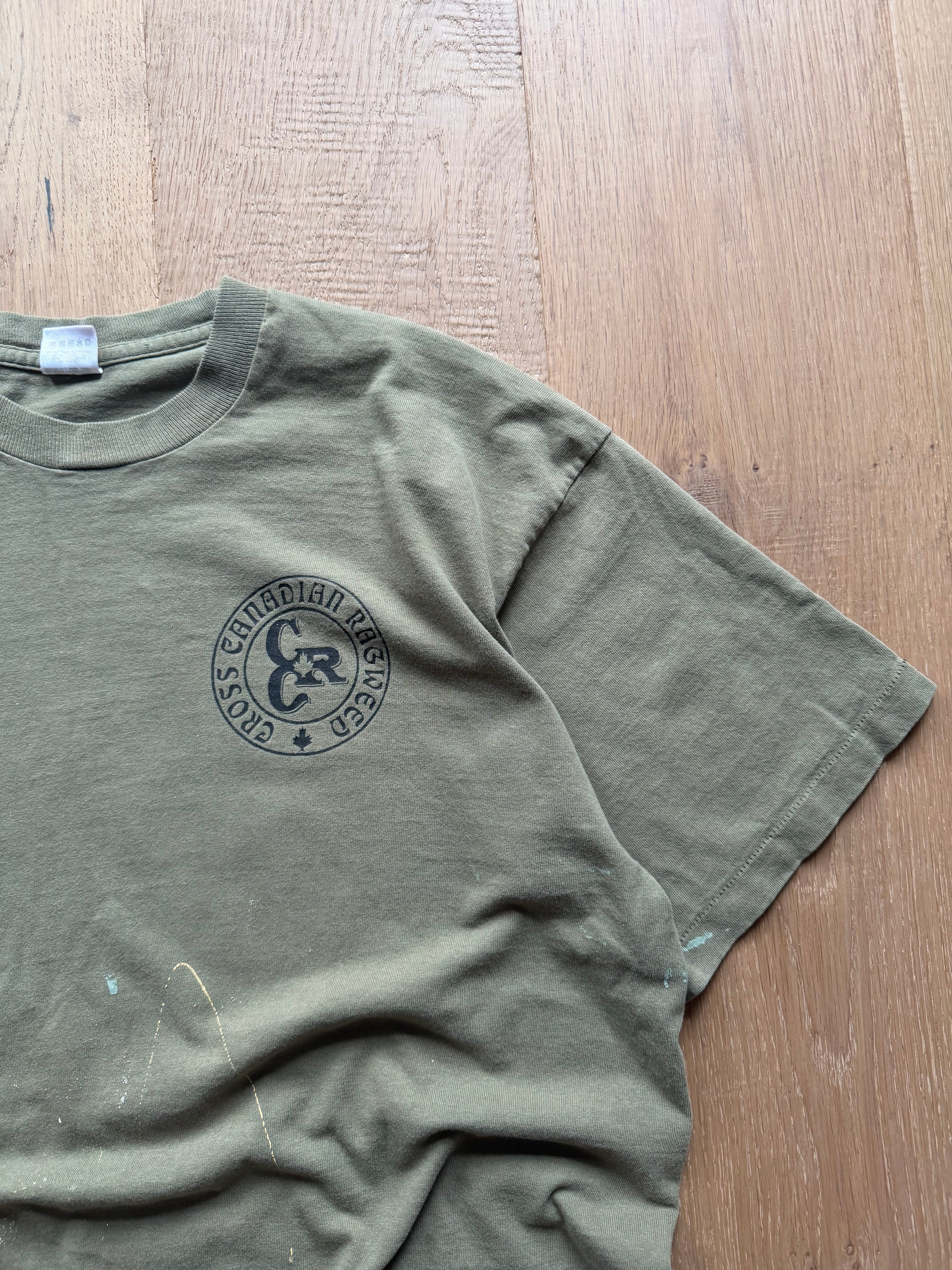 Green 90s Cross Canadian Ragweed Paint Splatter T-Shirt XL