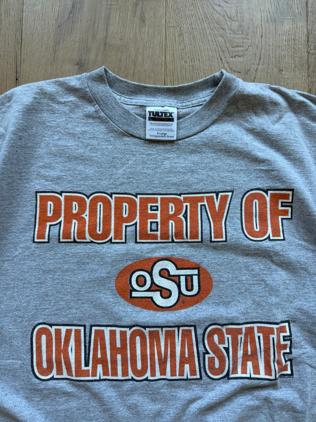 Grey 90s Property of Oklahoma State OSU Simple Logo T-Shirt XL