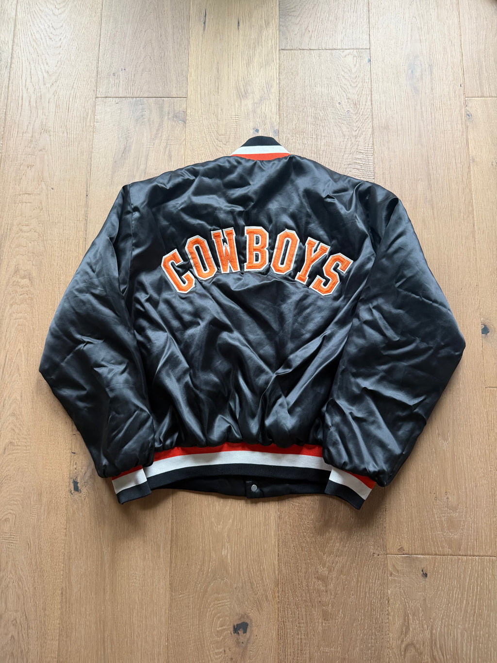 Black 90s Swingster Oklahoma State Embroidered Satin Jacket