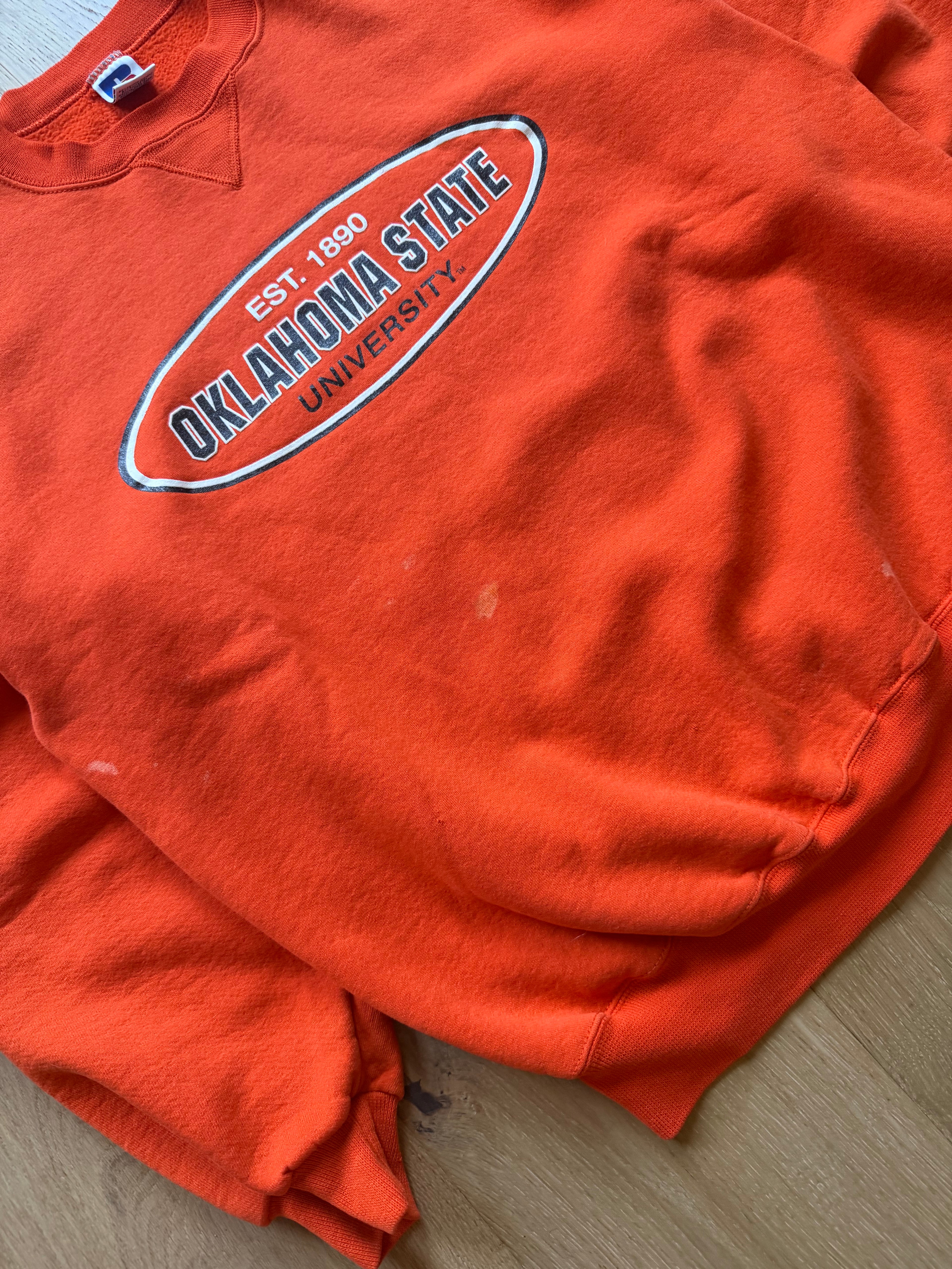 Orange 90s Russell Athletic OSU Est. 1890 Oval Crewneck Sweatshirt XL