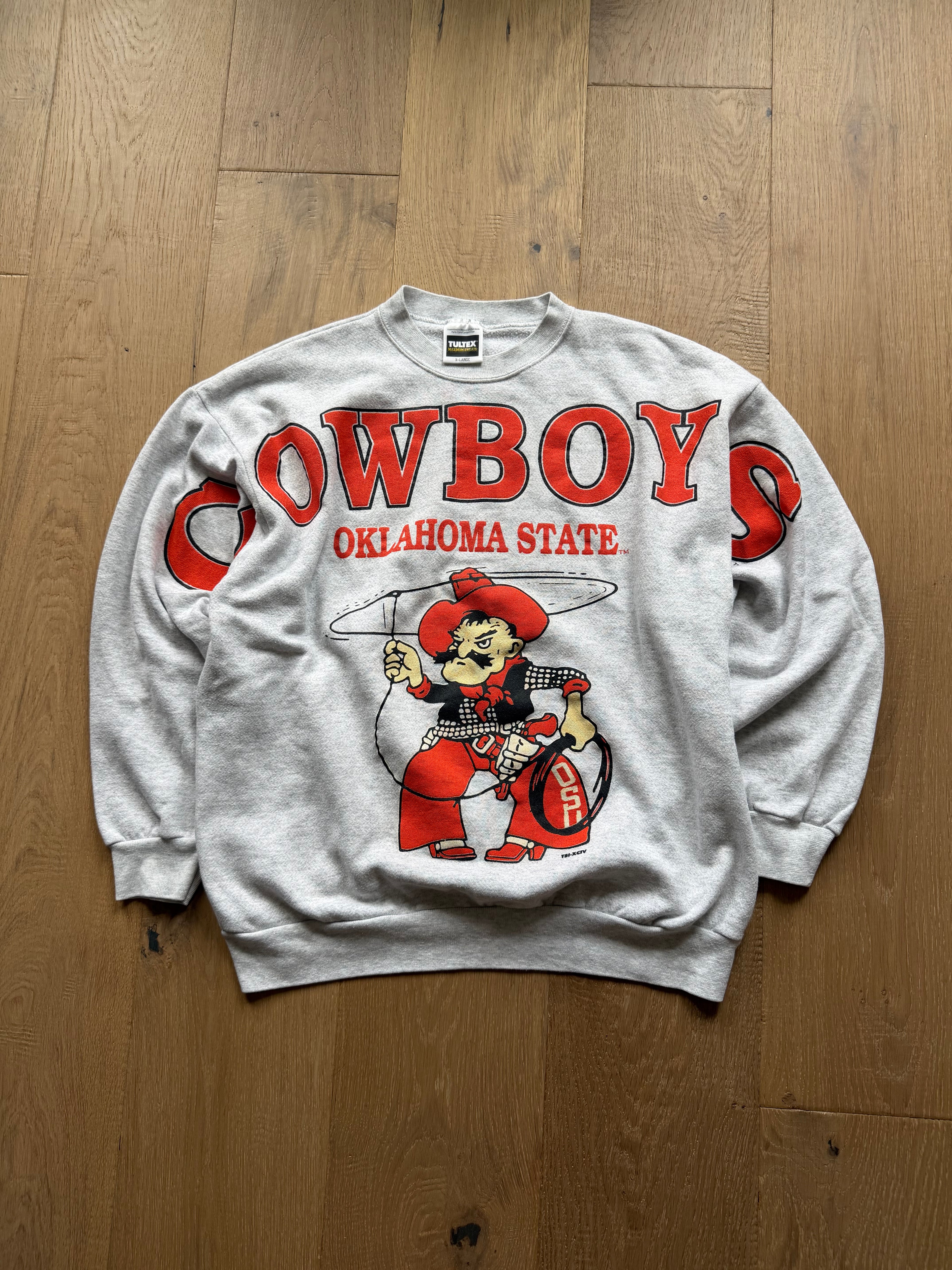 Grey 90s Oklahoma State Lass Pete “Cowboys” Spell Out Sweatshirt Large