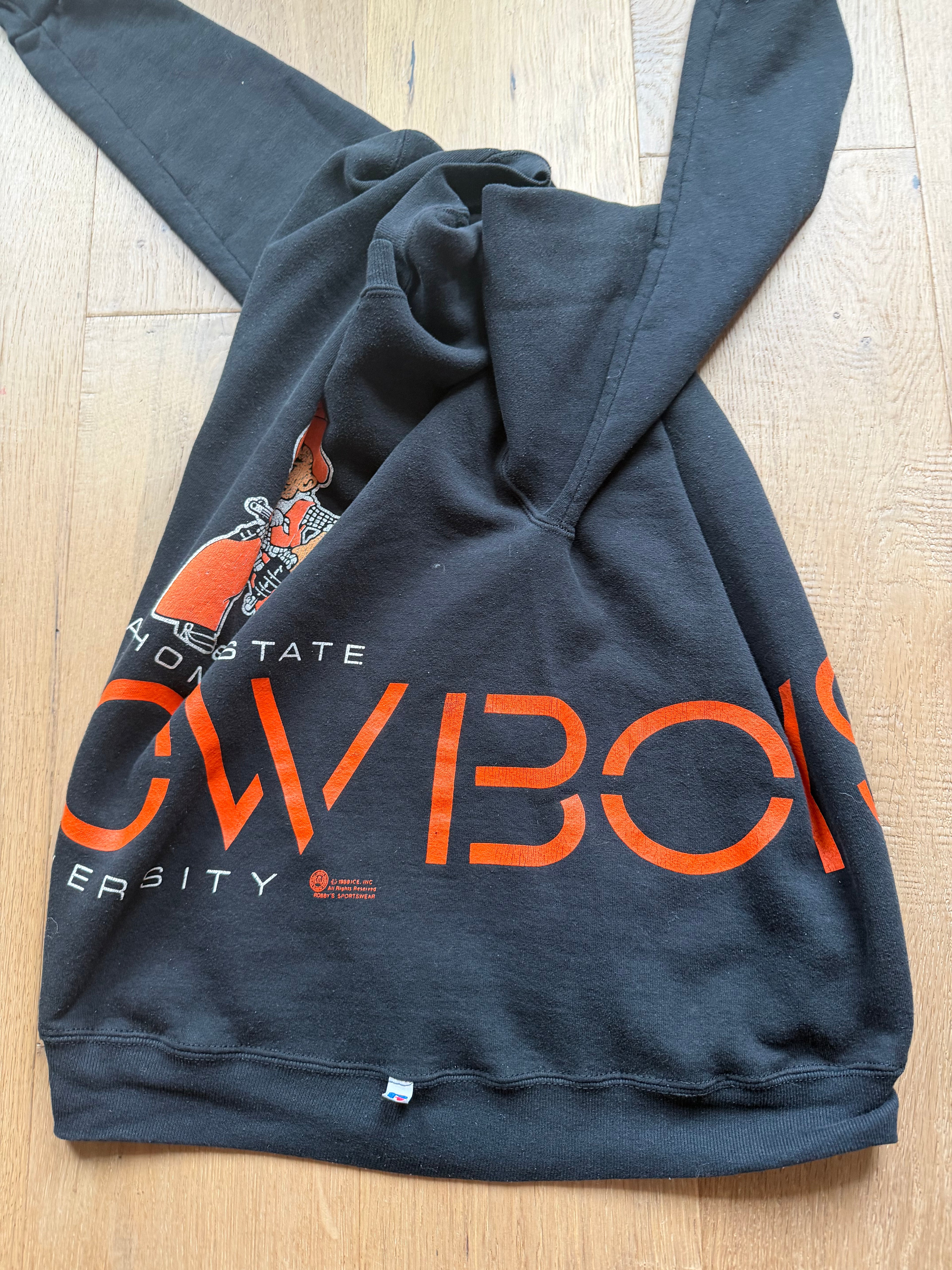 Black 80s Russell Athletic OSU Cowboys Wrap Around Crewneck Sweatshirt Medium