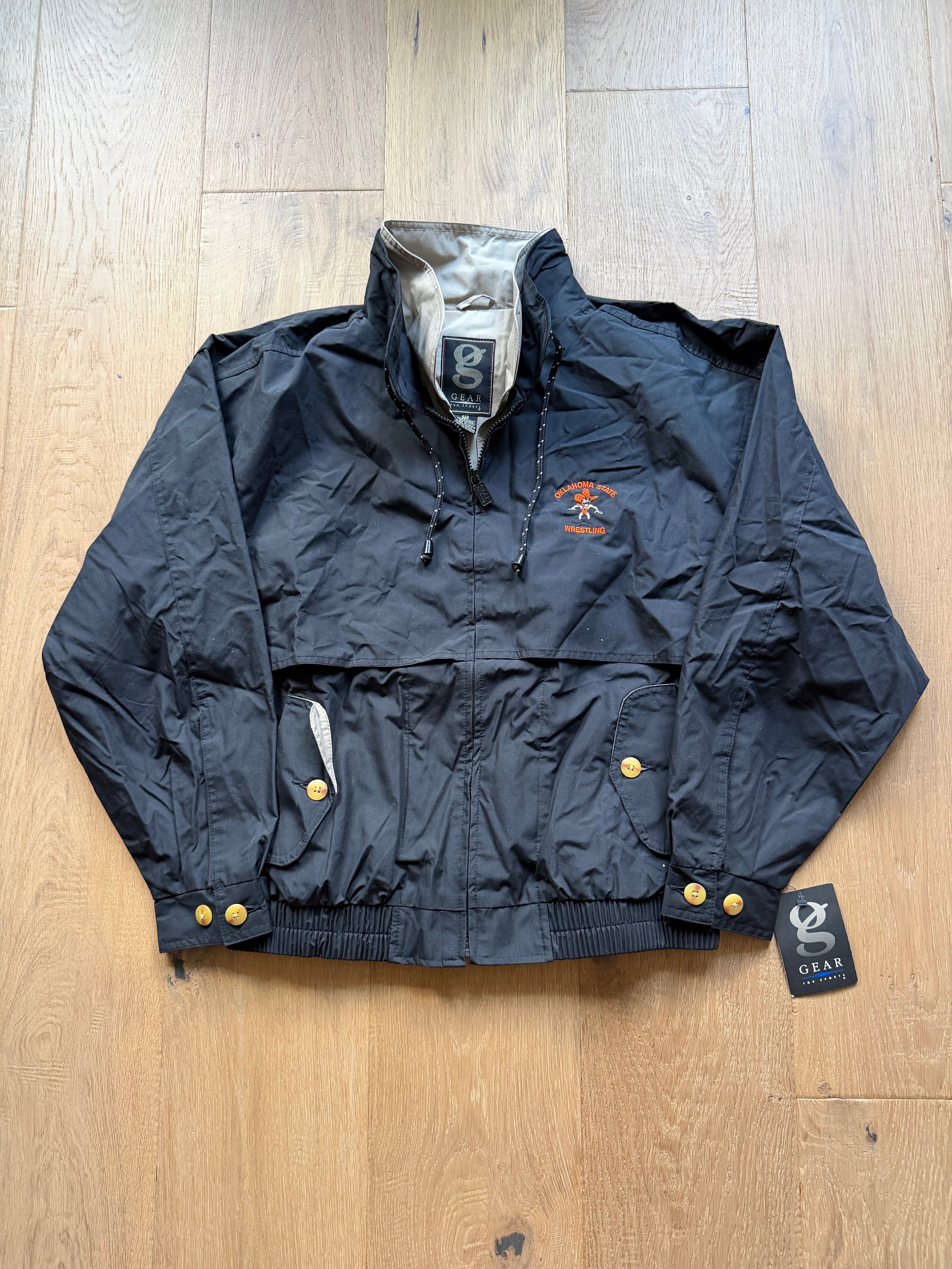 Black 00s Gear Oklahoma State Wrestling Embroidered Zip Up Jacket Medium