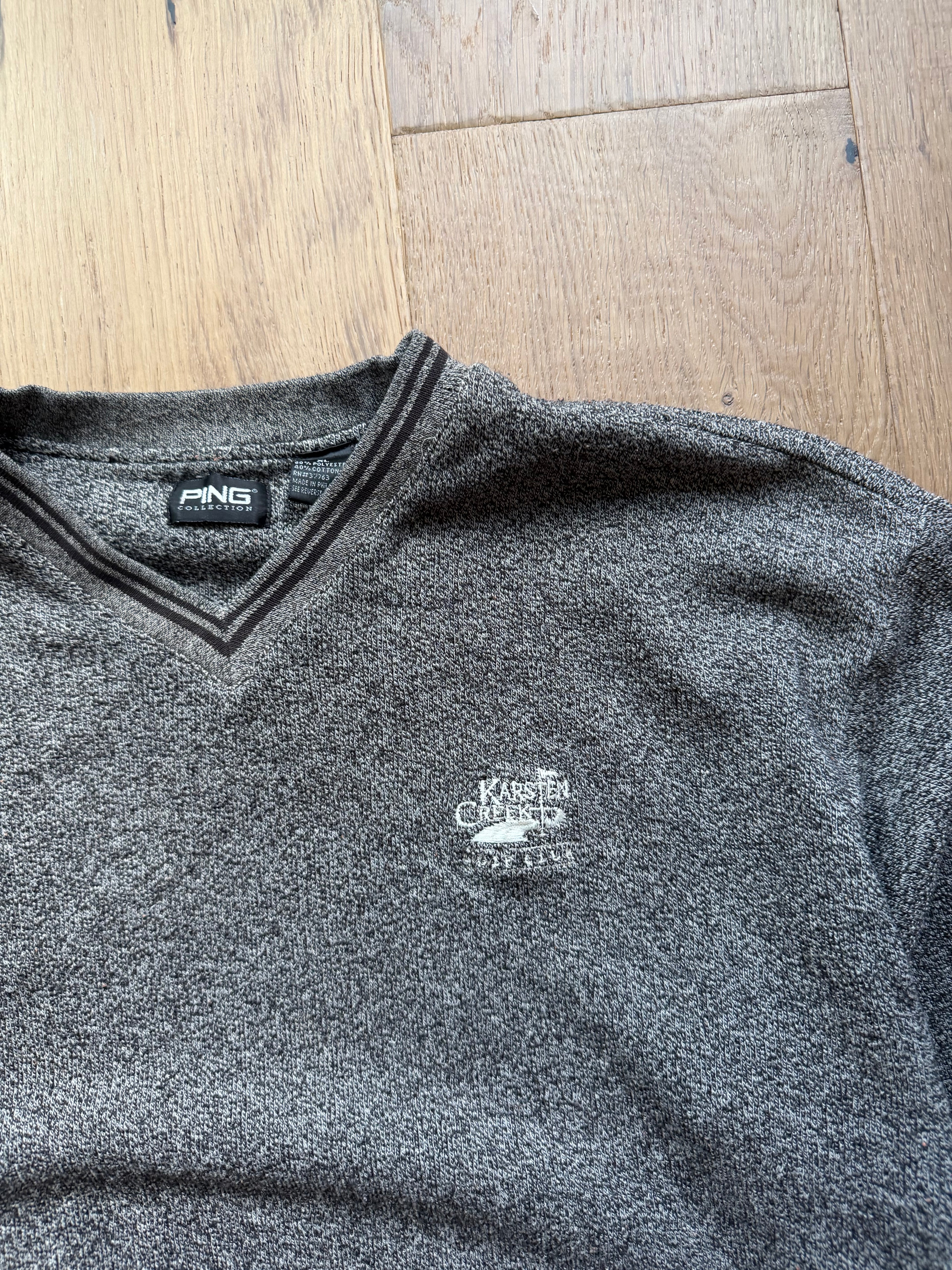 Grey 00s PING Karsten Creek Golf Course V Neck Sweatshirt XL
