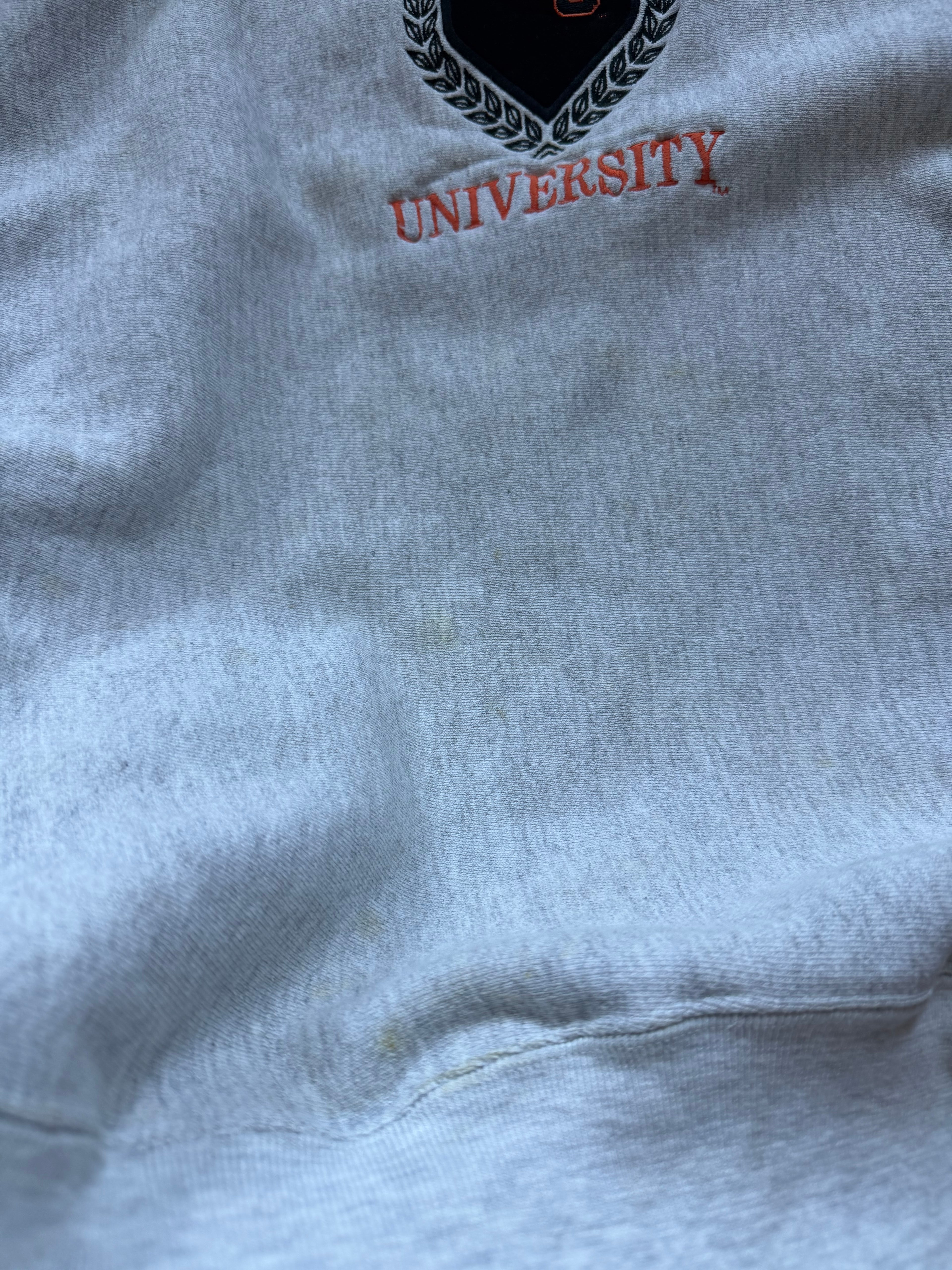 Grey 90s Signet OSU Crest Reverse Weave Crewneck Sweatshirt Medium