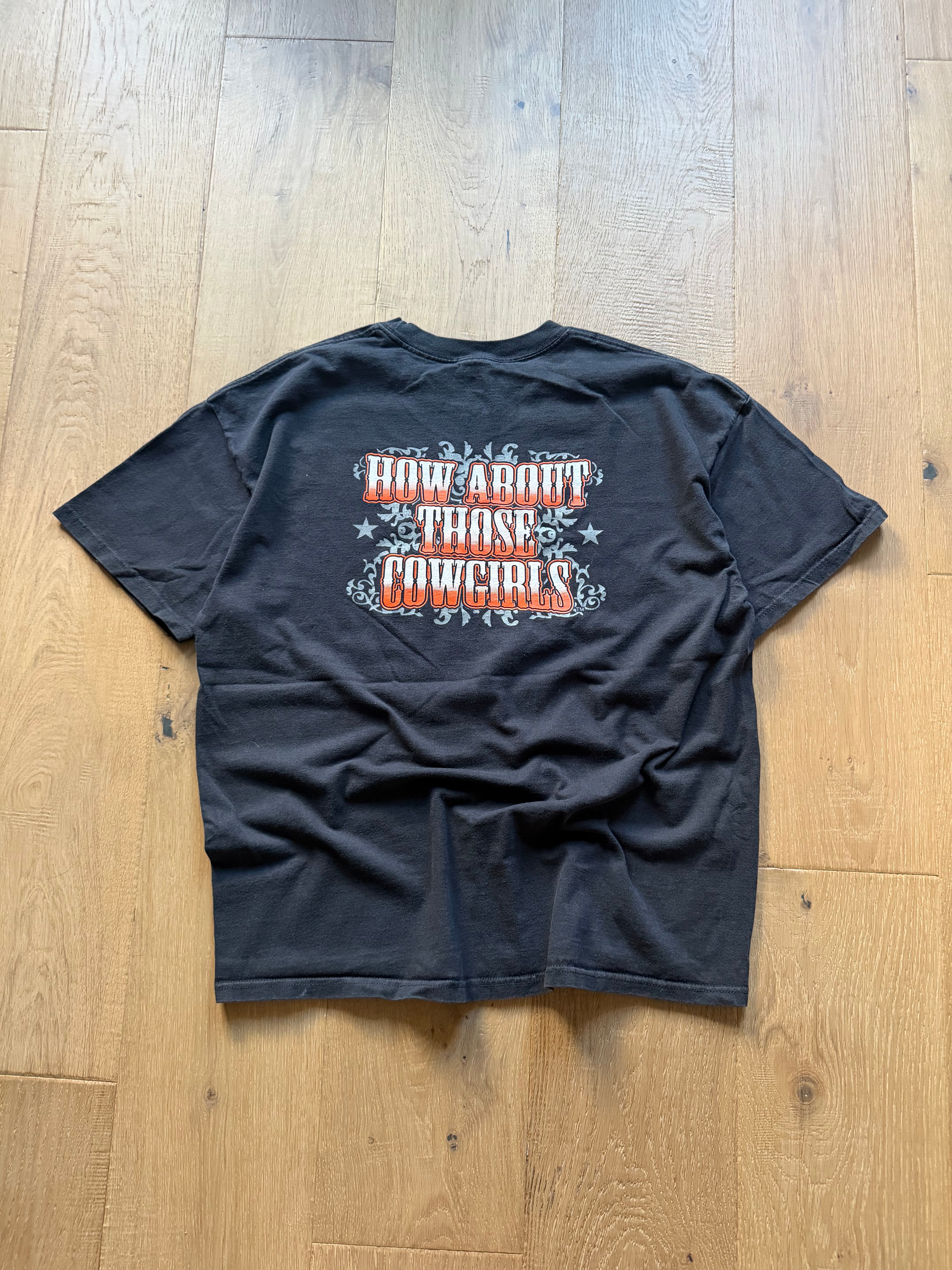Black Y2K OSU “How About Those Cowgirls” Basketball T-Shirt XL