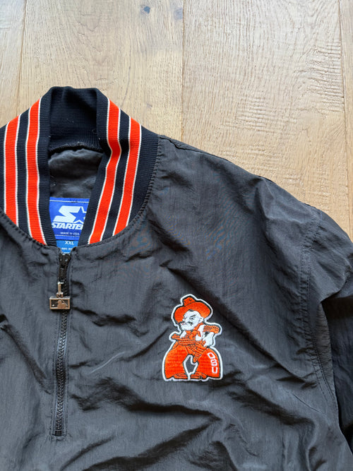 90s Black Starter MLB Pistol Pete Quarter Zip Windbreaker Bomber Jacket XXL