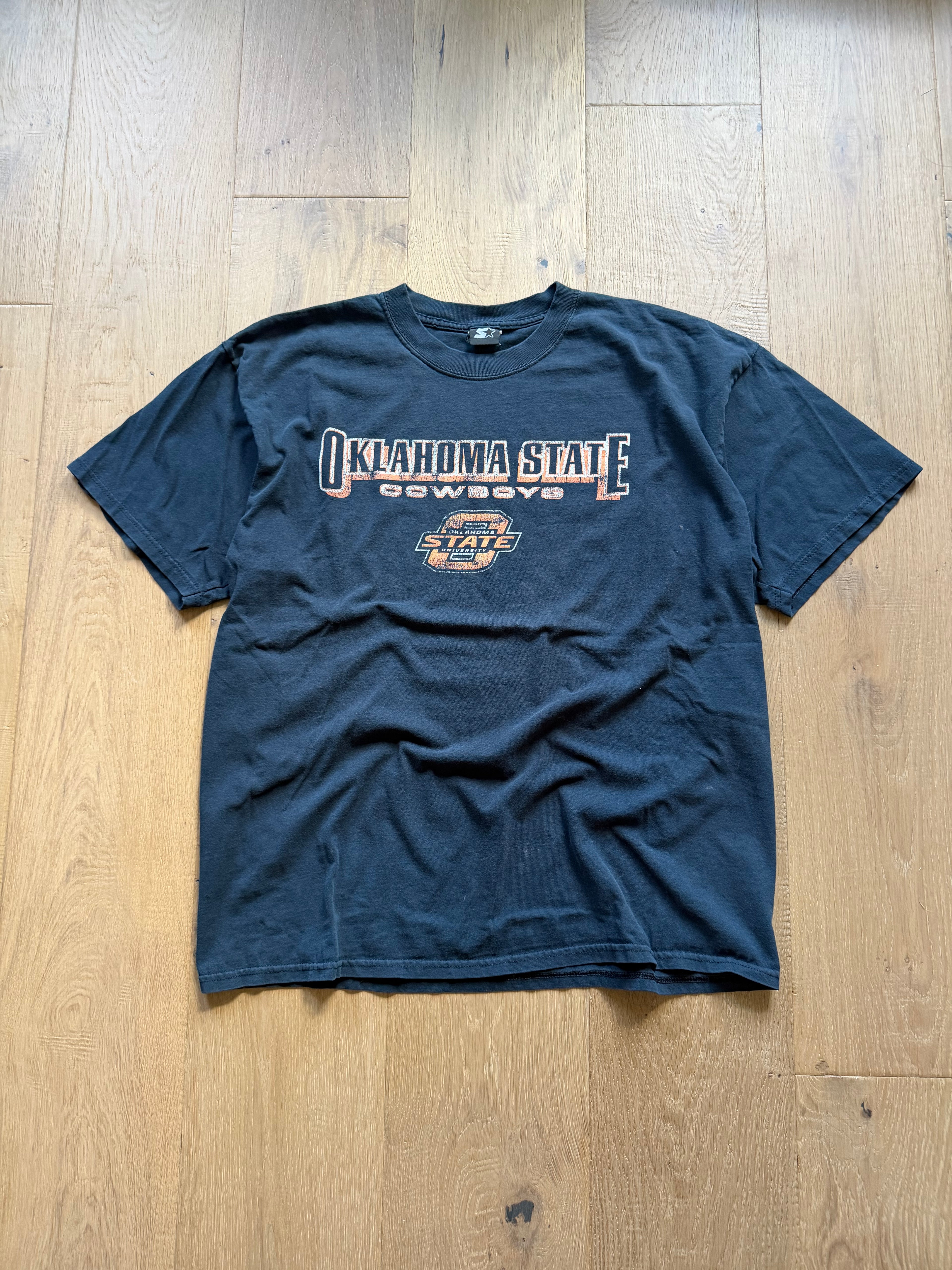 Faded Black 00s Starter Slanted Logo T-Shirt Large