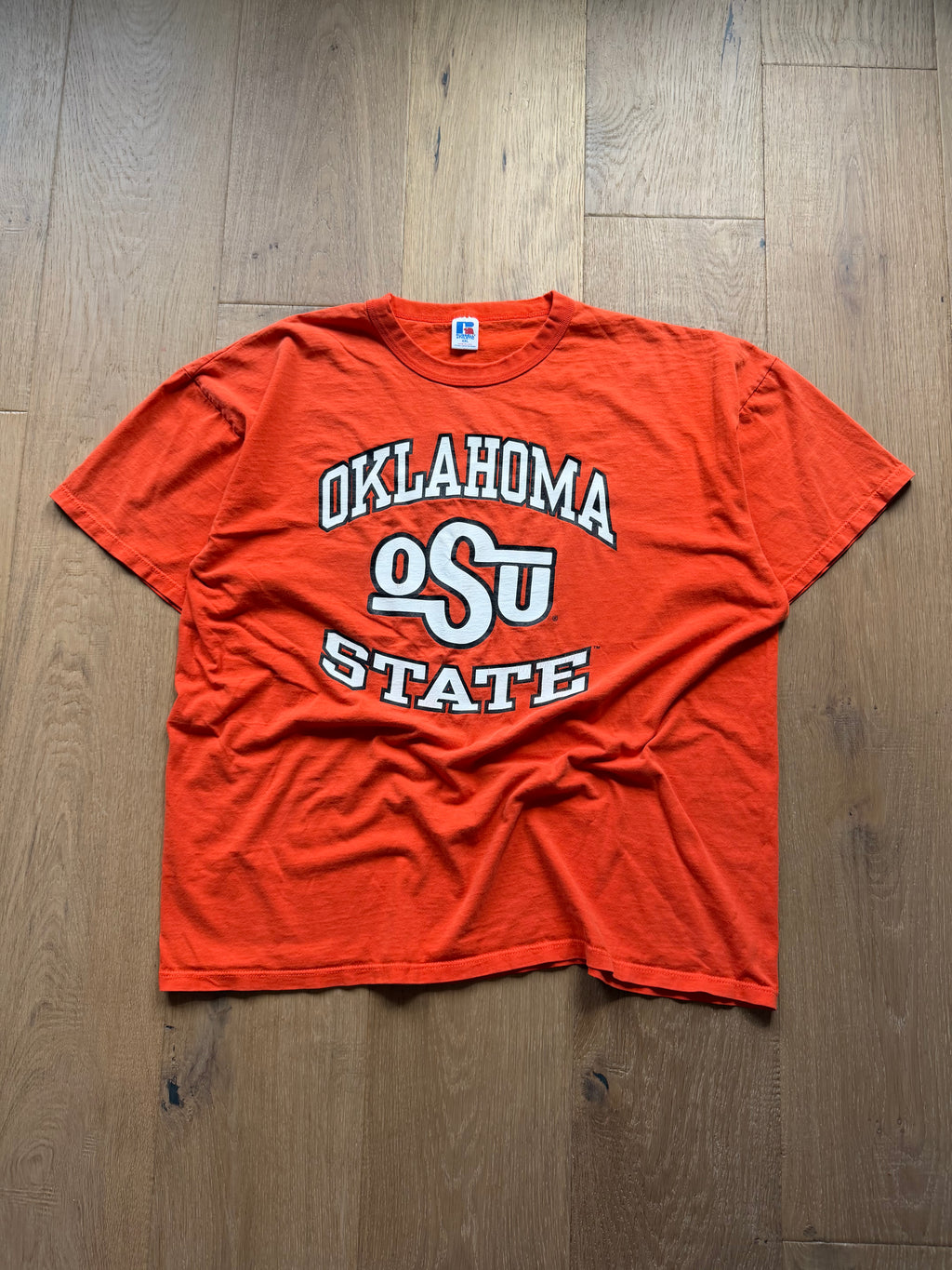 Orange 90s Russell Athletic “Oklahoma State” OSU Simple T-Shirt XXL
