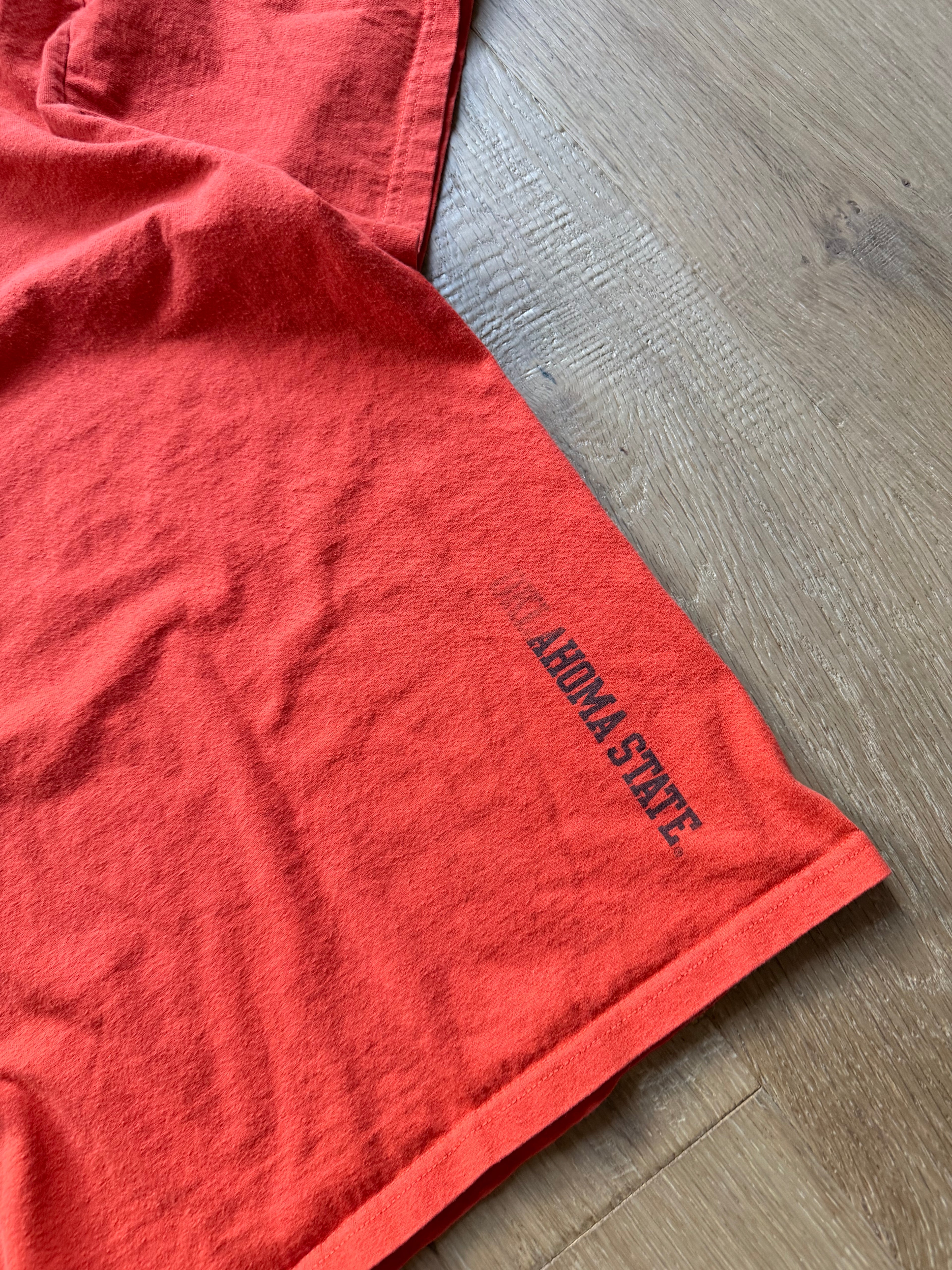 Orange 00s Nike OSU Slanted Wrap Vertical Back T-Shirt Large