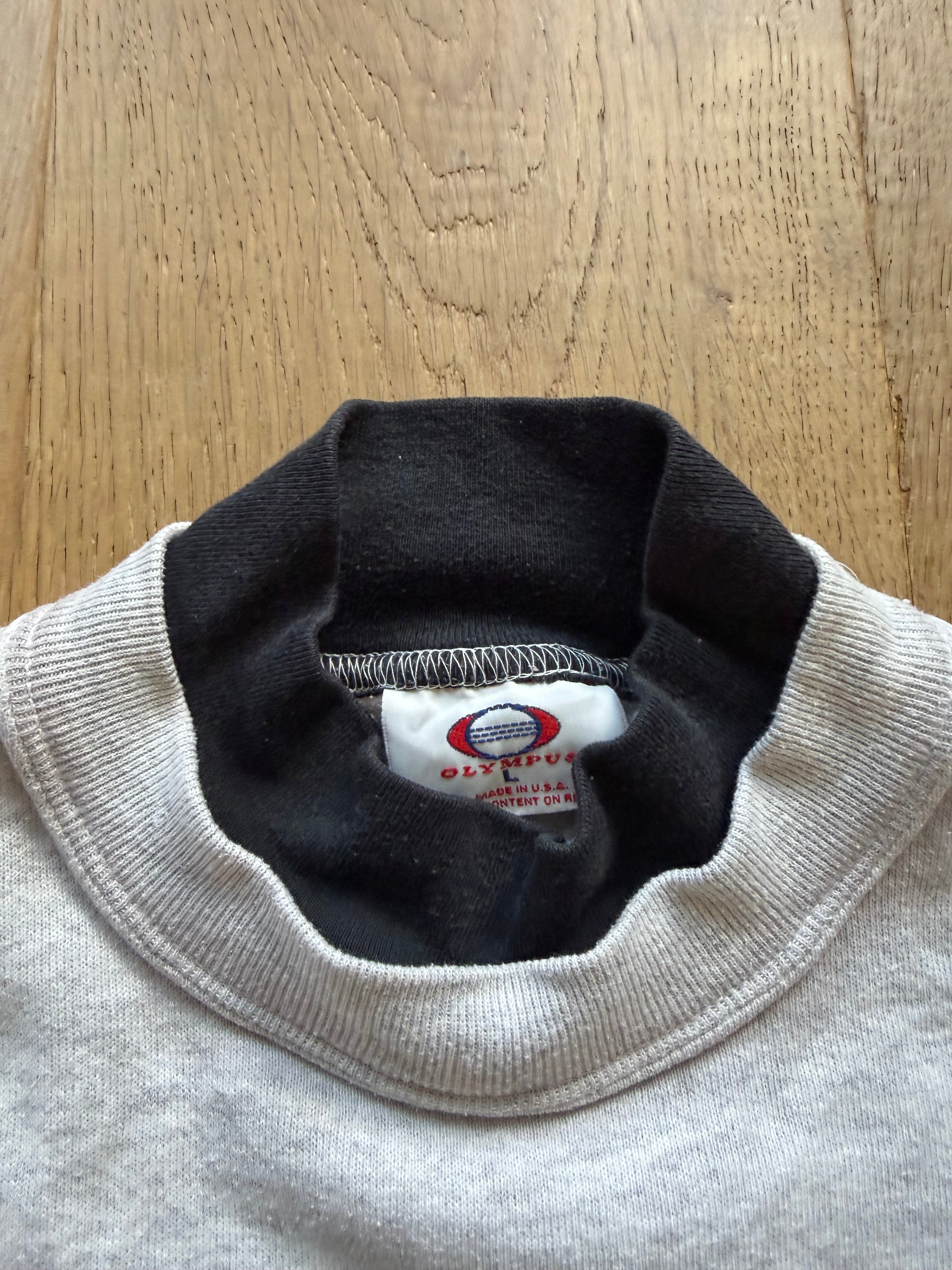 Grey 90s OState Embroidered Mockneck Crewneck Sweatshirt Large