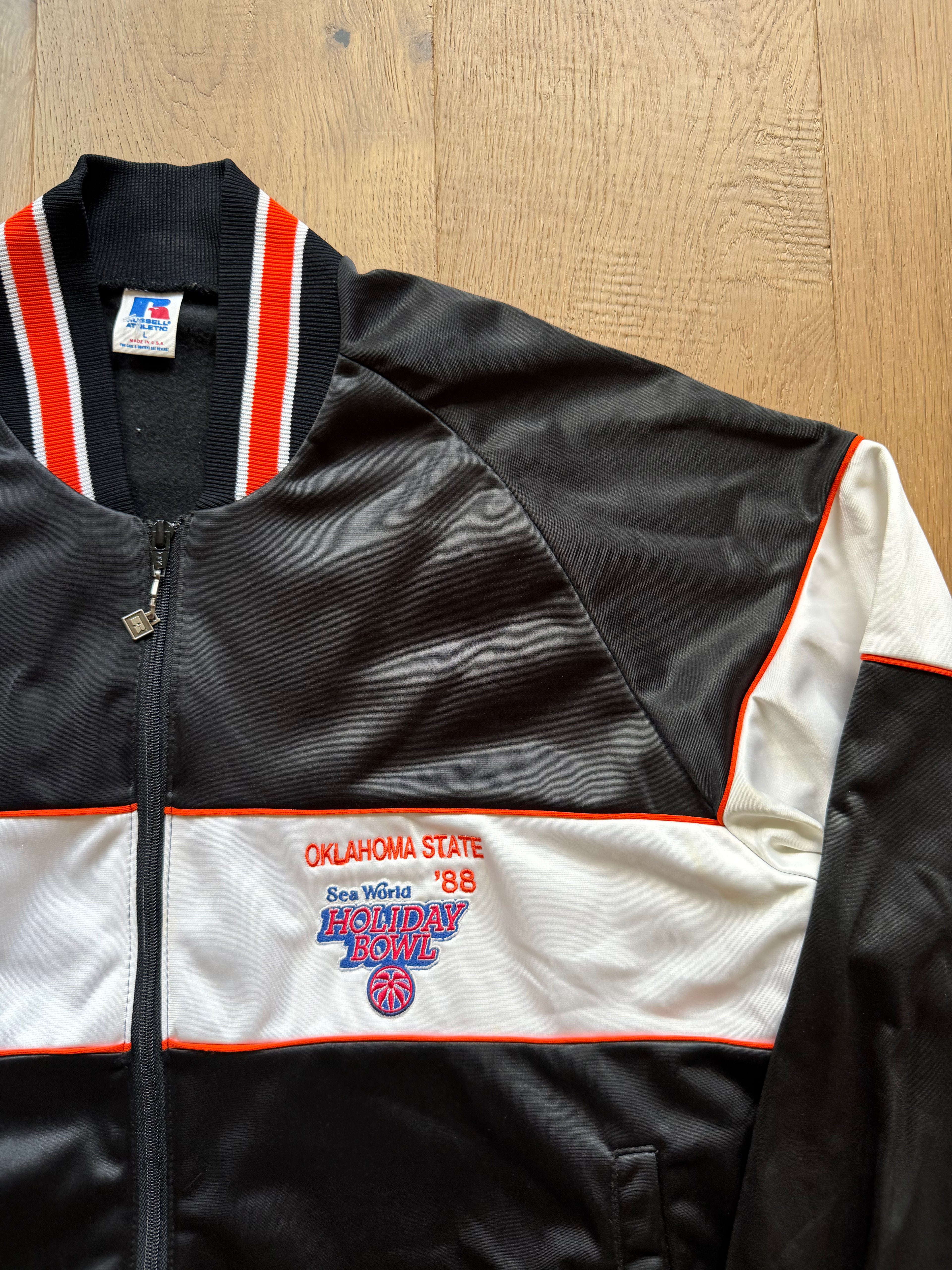 Multicolored 1988 Oklahoma State Sea World Holiday Bowl Zip Up Jacket Large