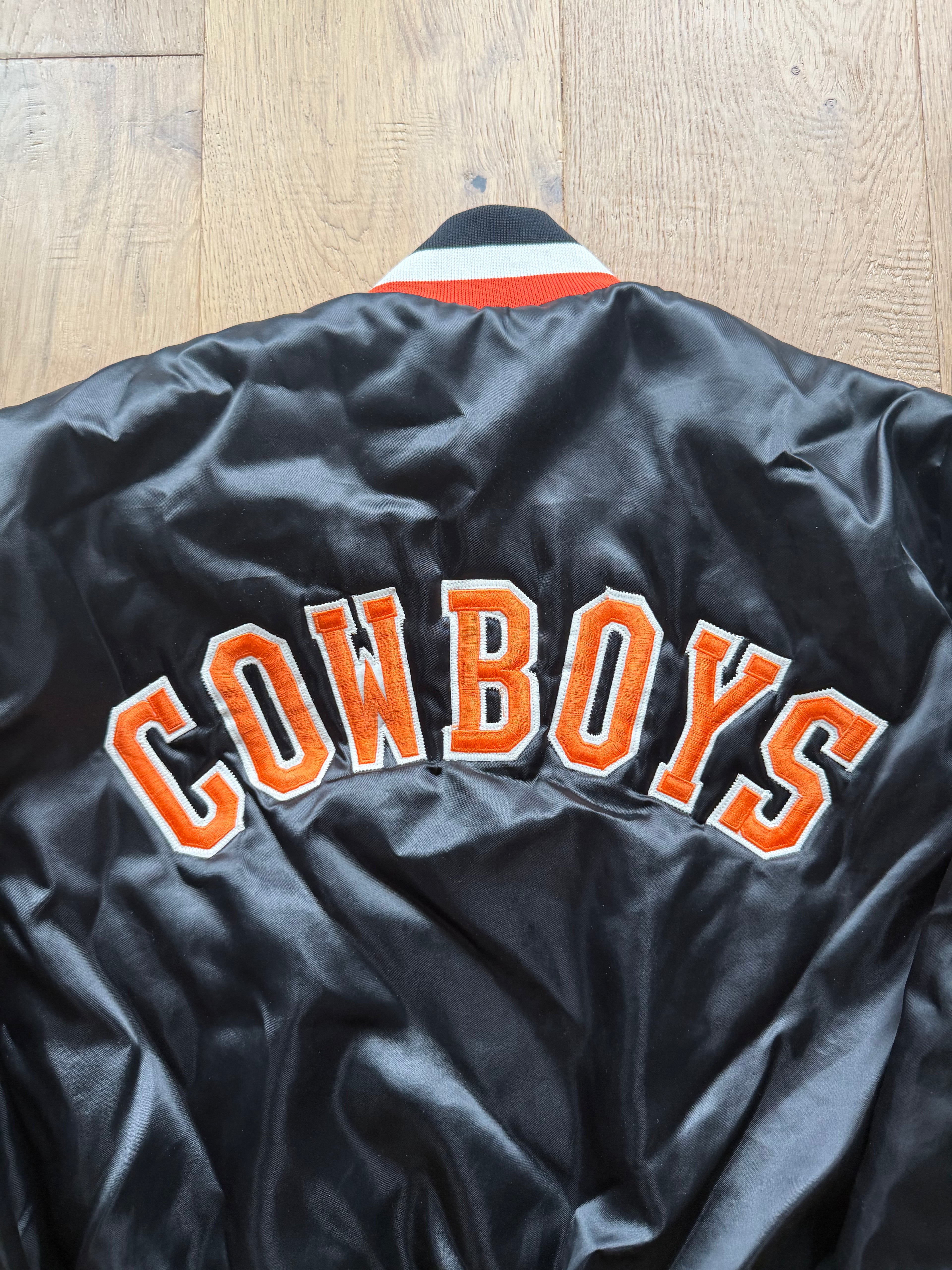 Black 90s Swingster Oklahoma State Embroidered Satin Jacket