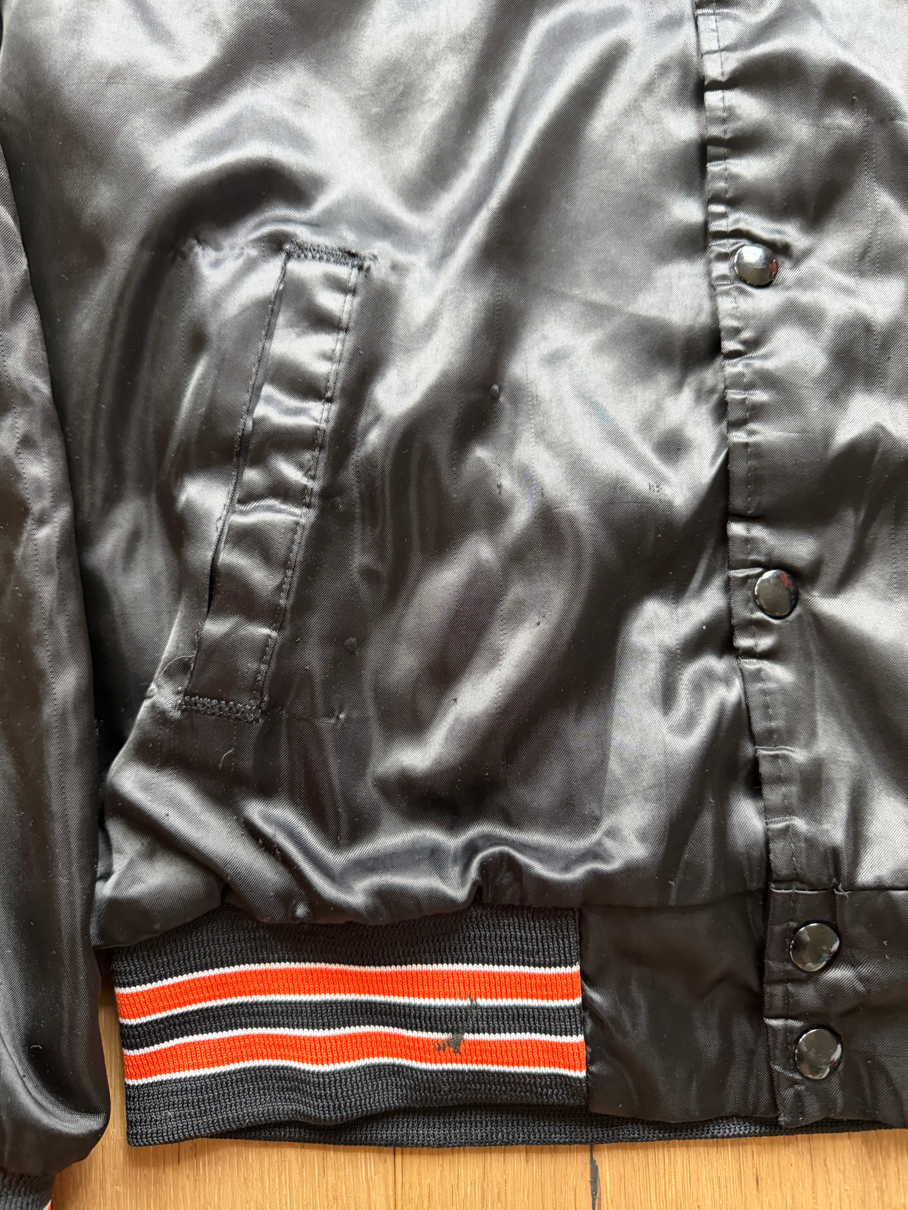 Black 90s Chalk Line OSU Printed Back Satin Jacket Medium