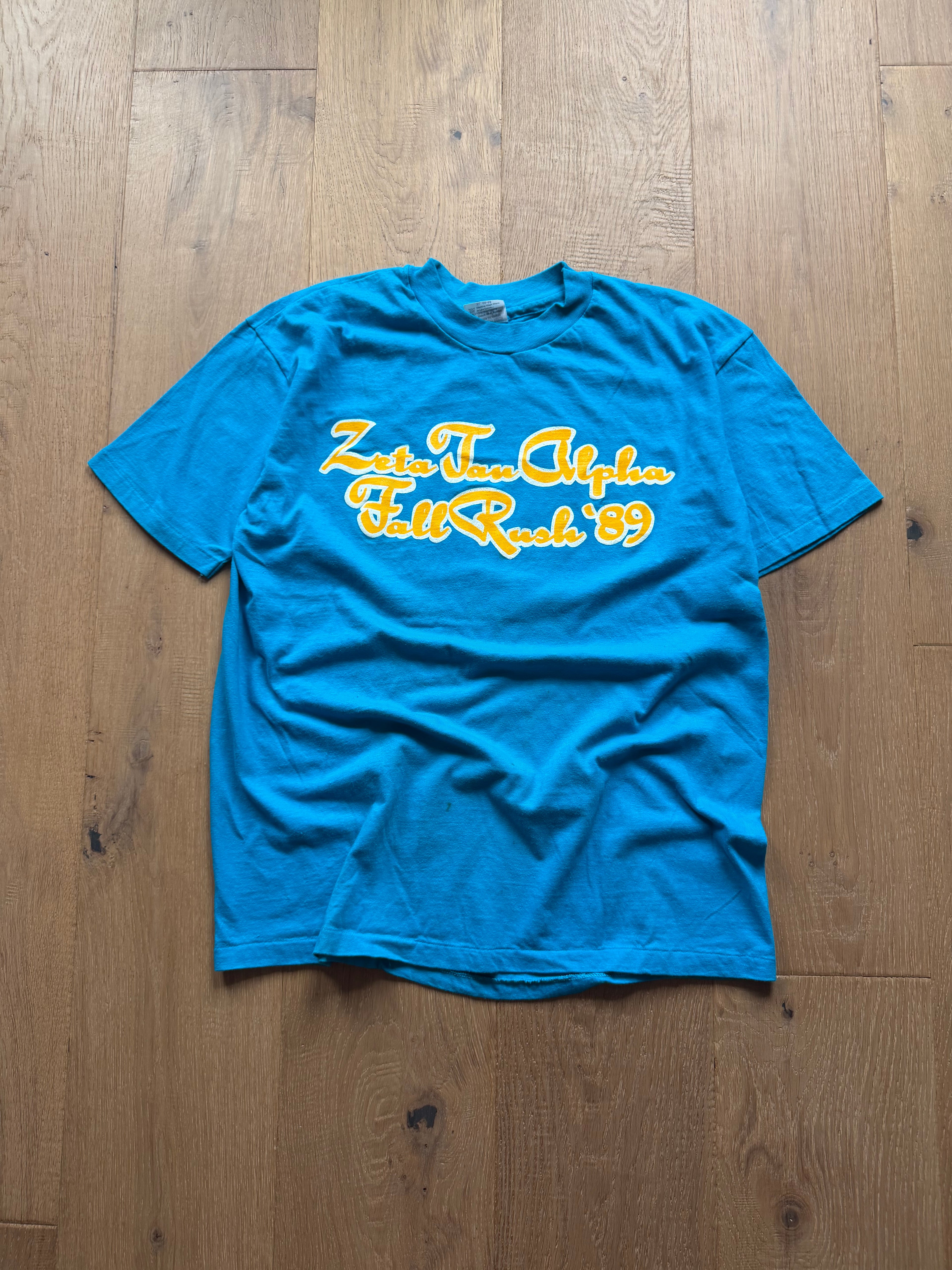 Blue 1989 Oklahoma State Zeta Fall Rush T-Shirt Large