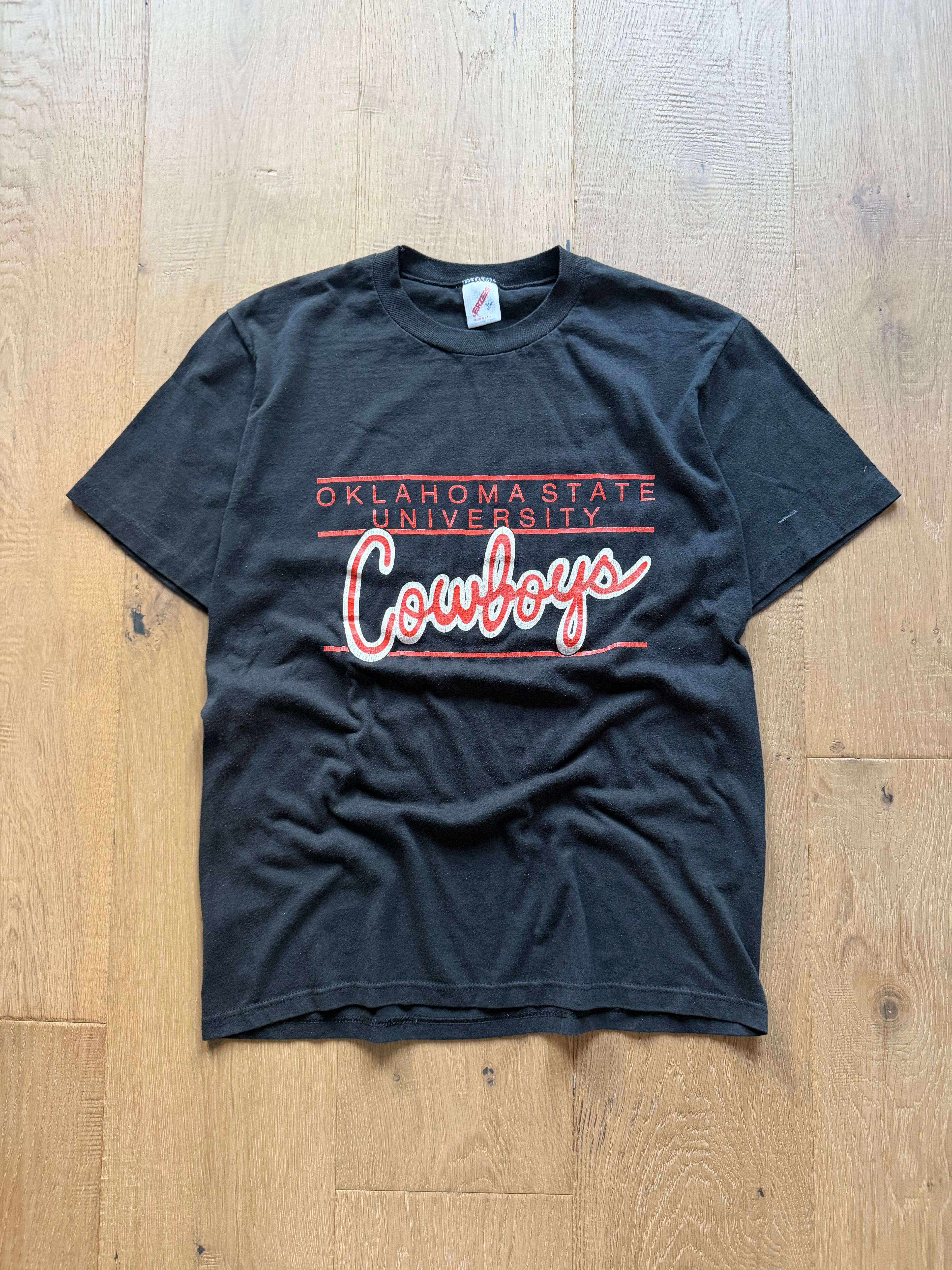 Black 90s Jerzees Cowboys Script T-Shirt Medium