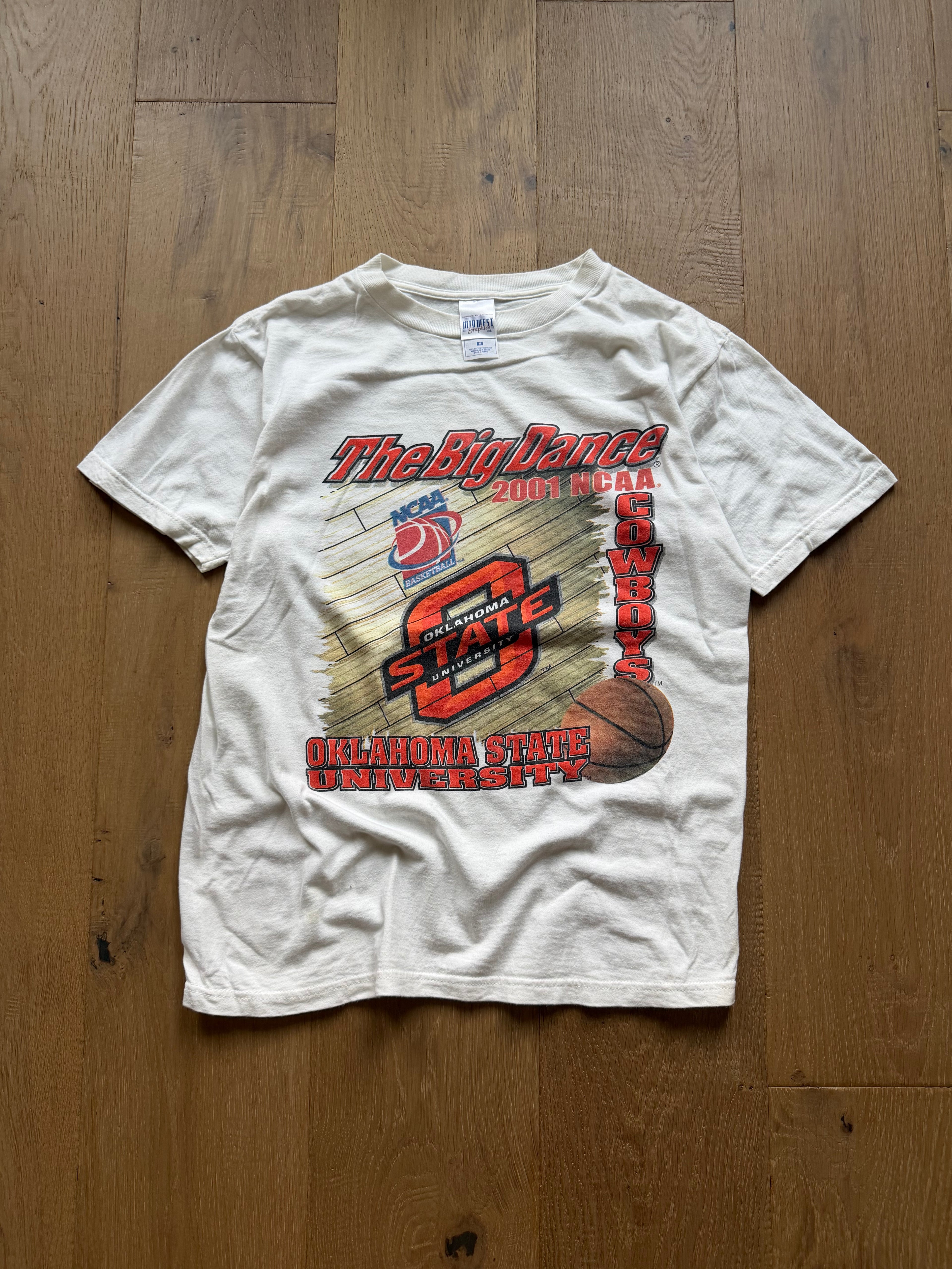 White 2001 OSU Basketball The Big Dance March Madness T-Shirt Medium
