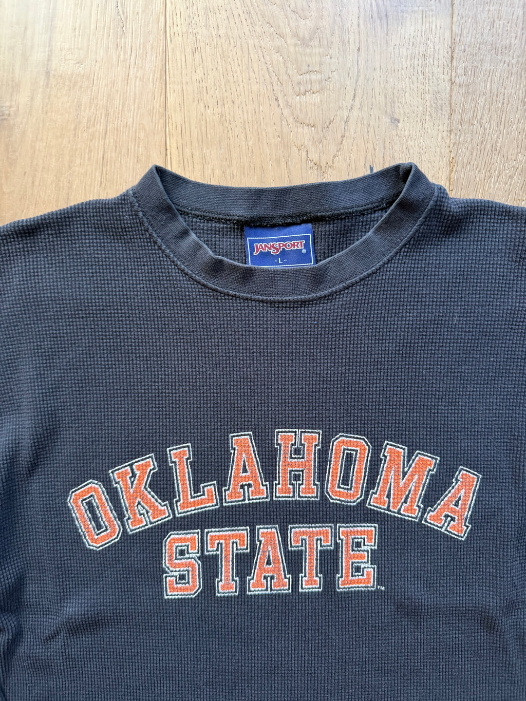 Black 00s Jansport “Oklahoma State” Thermal Boxy Large