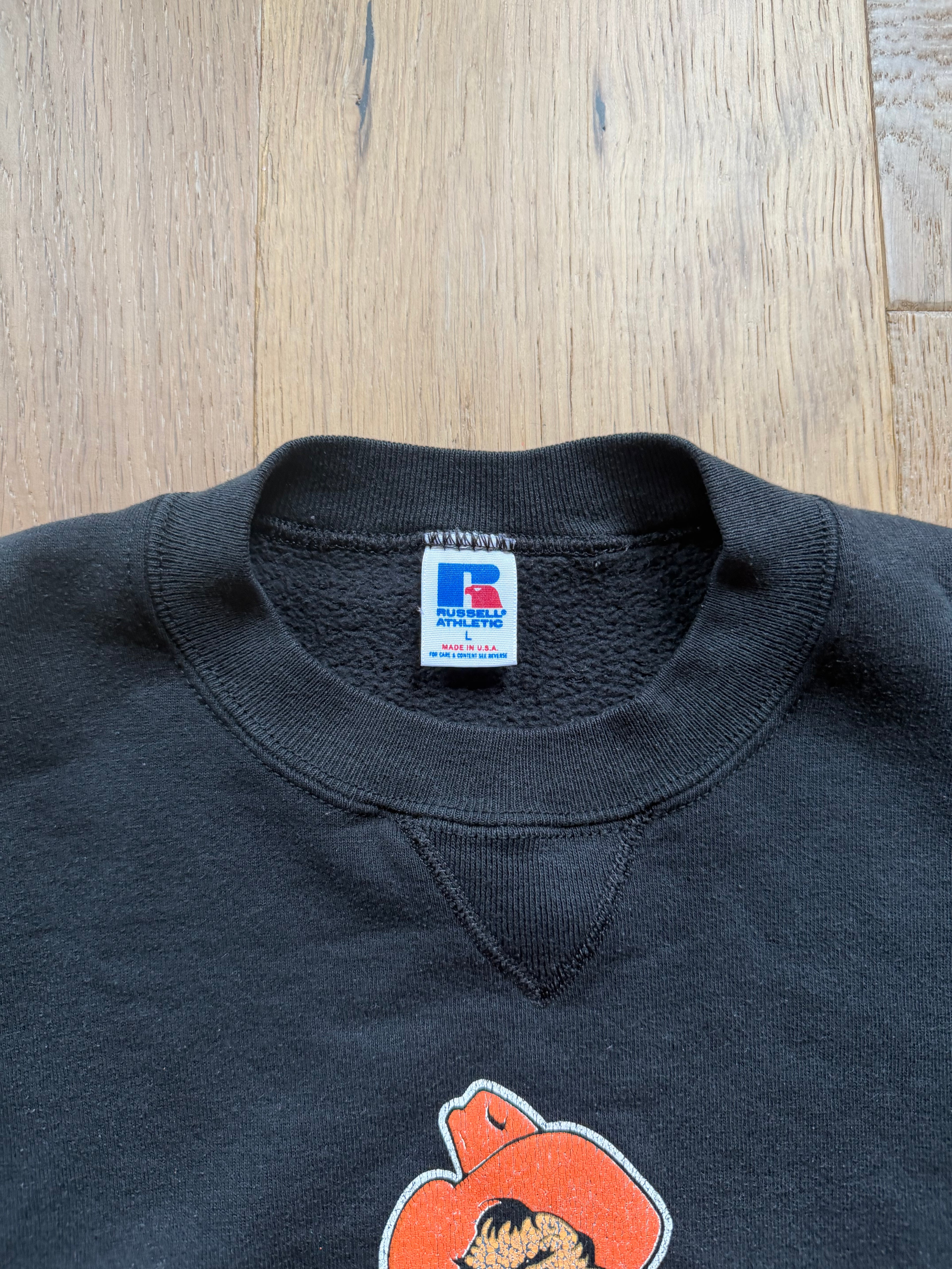 Black 80s Russell Athletic OSU Cowboys Wrap Around Crewneck Sweatshirt Medium