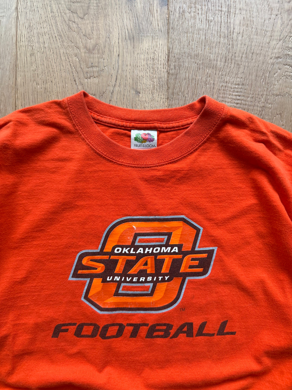Orange 00s OSU Logo Football T-Shirt Large