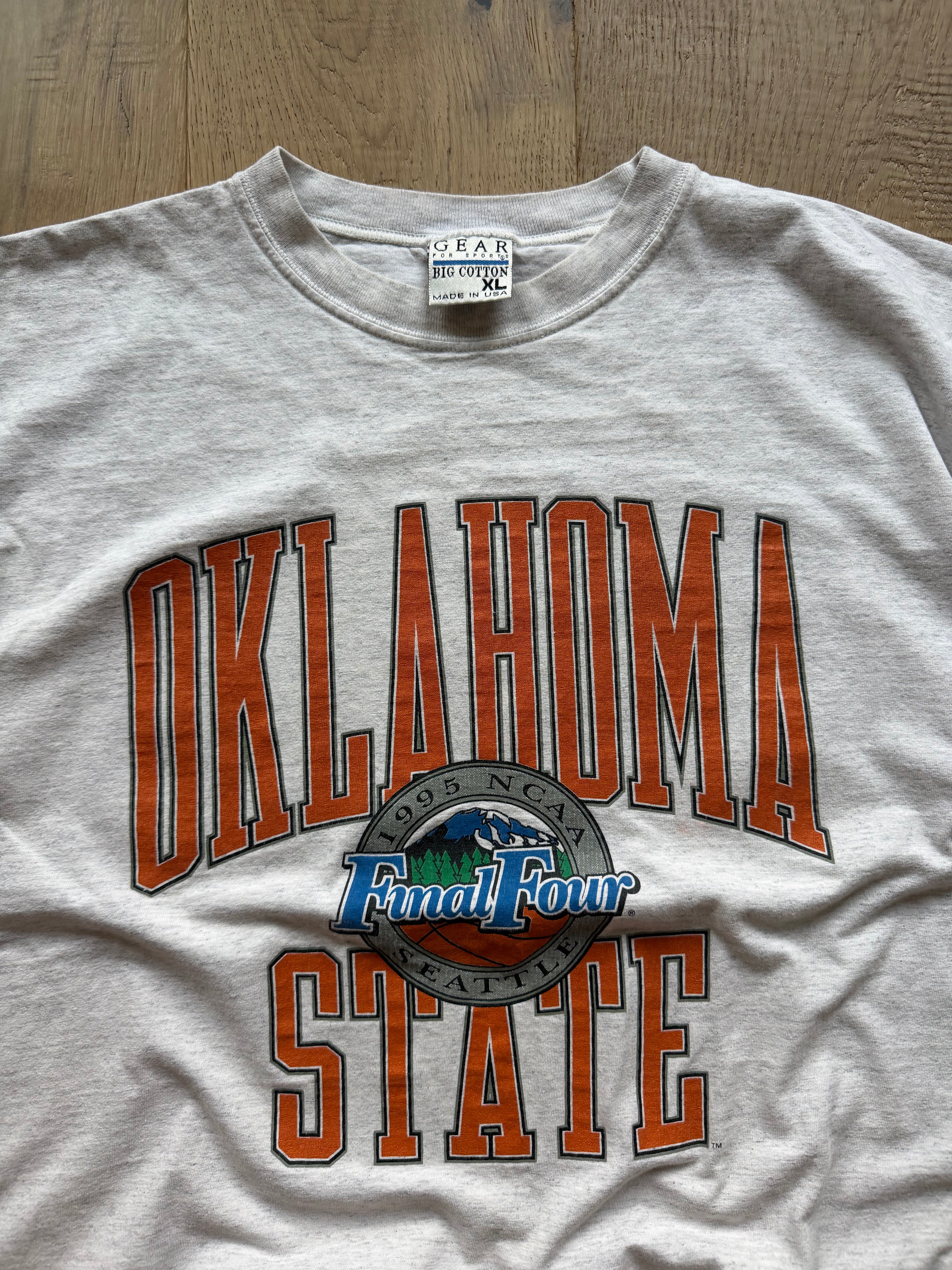 Grey 1995 Oklahoma State Basketball Final Four Seattle T-Shirt XL