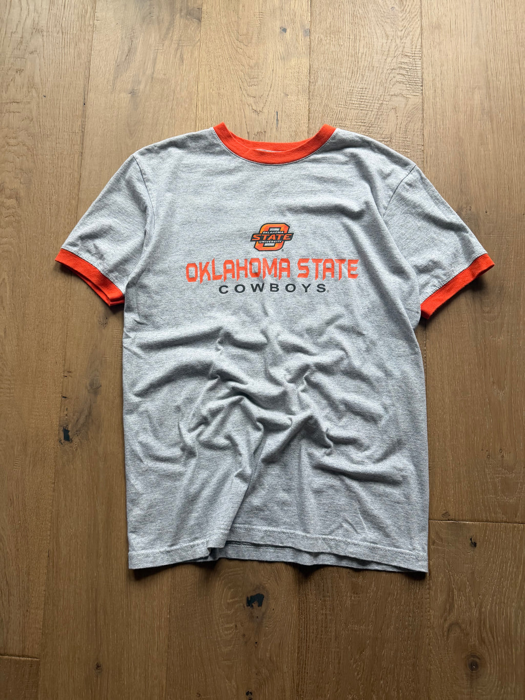 Grey Orange 00s NCAA OSU Ringer T-Shirt Medium