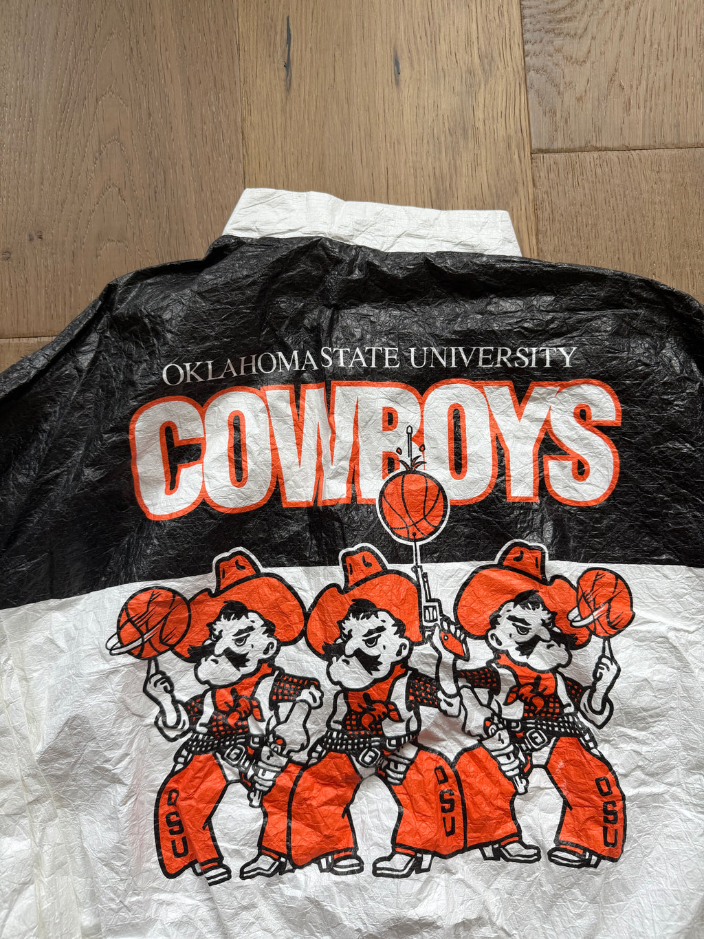 White + Black 90s Big 8 OSU Cowboys Basketball Pete’s Papery Zip Up Jacket XL
